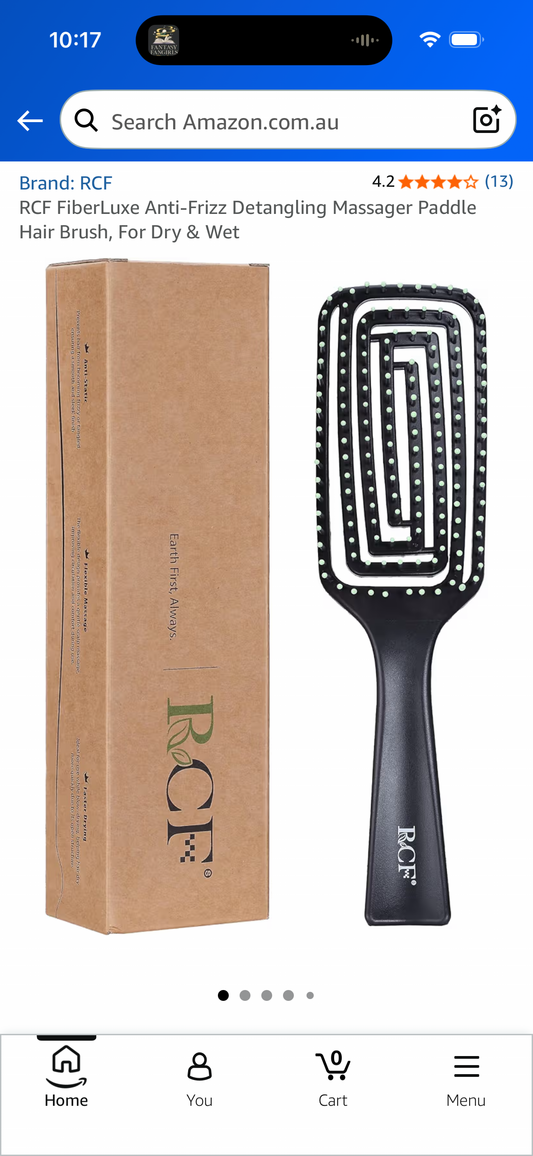 RCF FiberLuxe Anti-Frizz Detangling Massager Paddle Hair Brush, For Dry & Wet