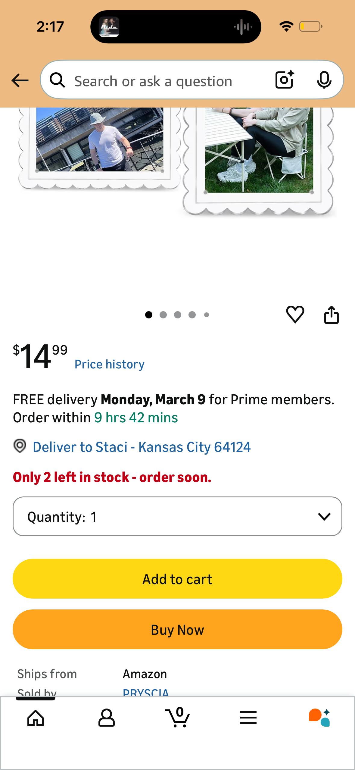 Acrylic Frame 5x7 Acrylic Magnetic Picture Frames Scalloped Picture Frame with Dual Kickstand Holes for Vertical and Horizontal Display, Clear Color 2 Pack