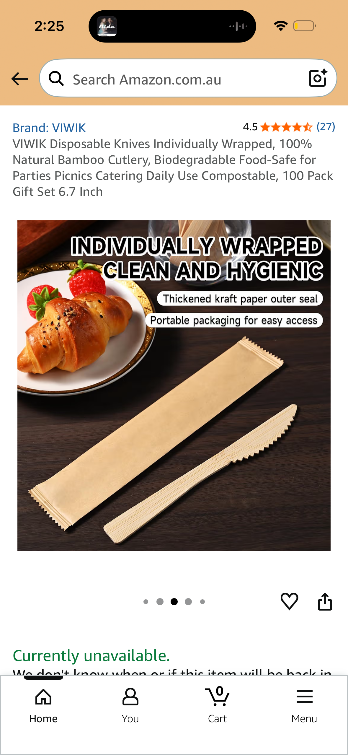 Disposable Knives Individually Wrapped, 100% Natural Bamboo Cutlery, Biodegradable Food-Safe for Parties Picnics Catering Daily Use Compostable, 100 Pack Gift Set 6.7 Inch