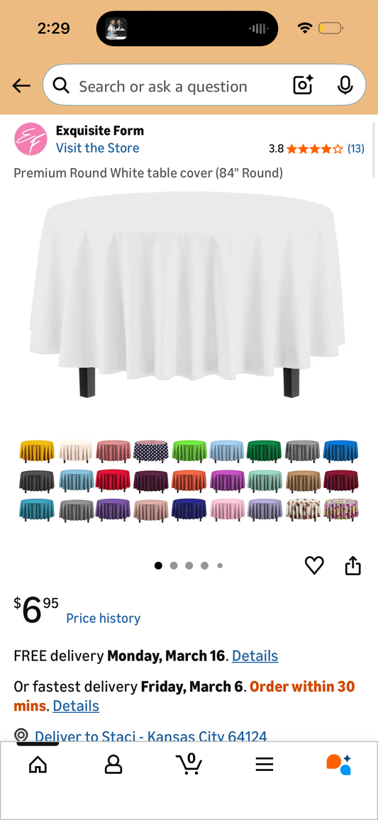 Premium Round White table cover (84" Round)