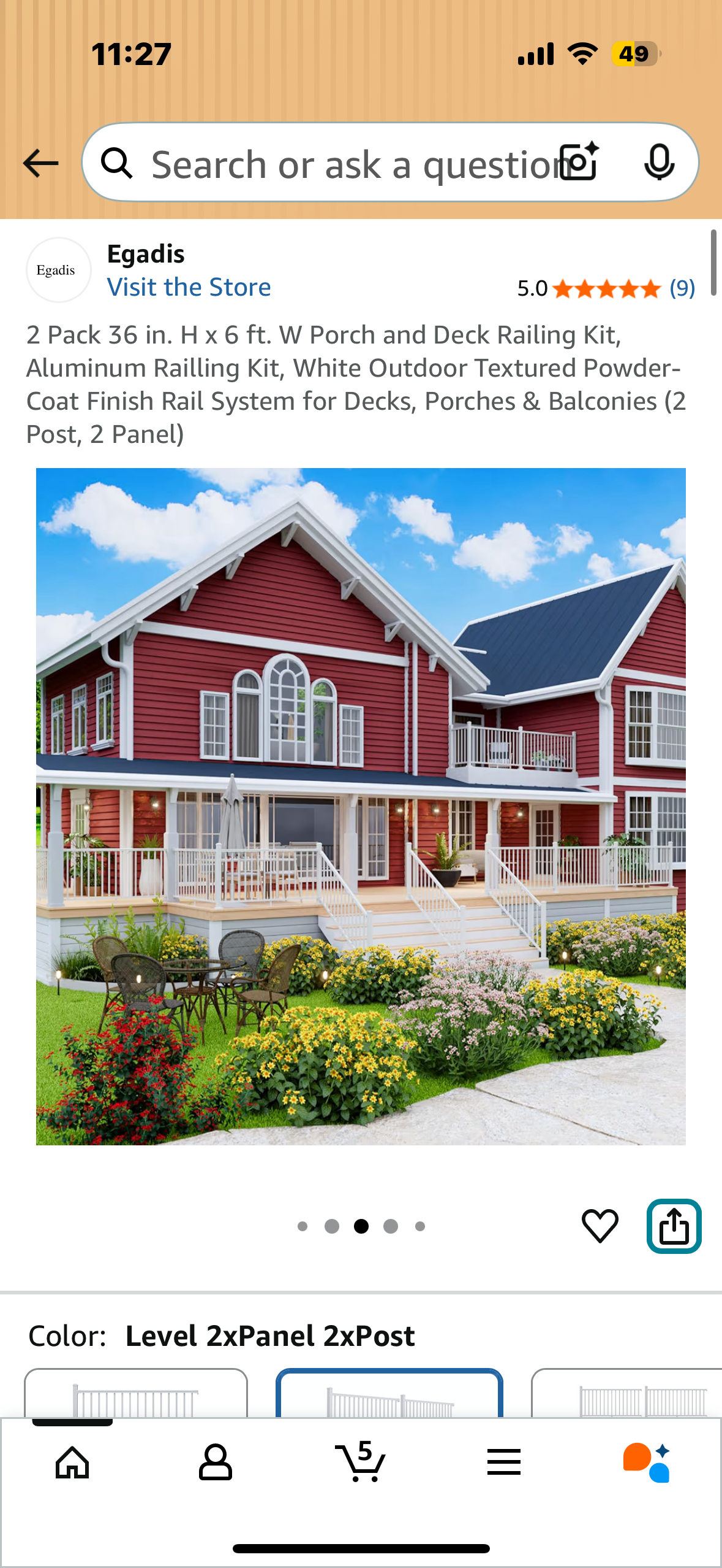 2 Pack 36 in. H x 6 ft. W Porch and Deck Railing Kit, Aluminum Railling Kit, White Outdoor Textured Powder-Coat Finish Rail System for Decks, Porches & Balconies (2 Post, 2 Panel) (G879)