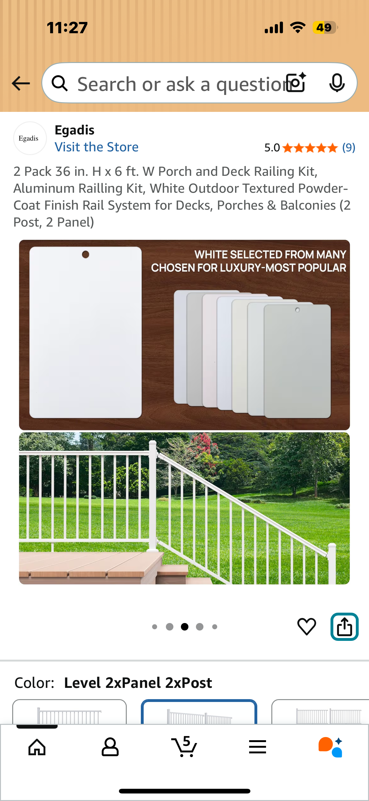 2 Pack 36 in. H x 6 ft. W Porch and Deck Railing Kit, Aluminum Railling Kit, White Outdoor Textured Powder-Coat Finish Rail System for Decks, Porches & Balconies (2 Post, 2 Panel) (G879)