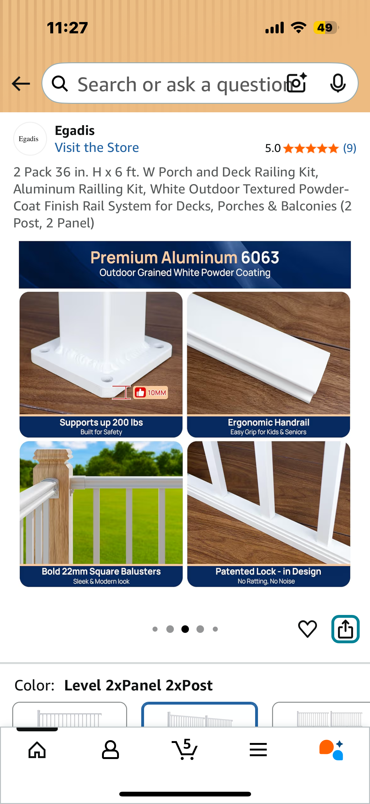 2 Pack 36 in. H x 6 ft. W Porch and Deck Railing Kit, Aluminum Railling Kit, White Outdoor Textured Powder-Coat Finish Rail System for Decks, Porches & Balconies (2 Post, 2 Panel) (G879)