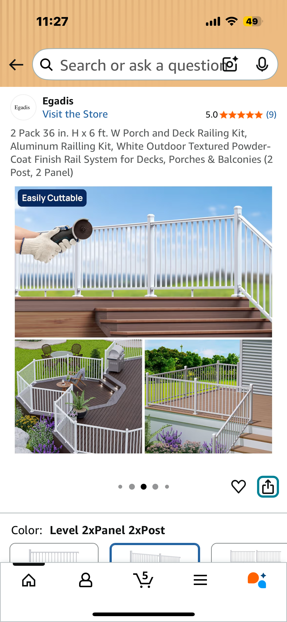 2 Pack 36 in. H x 6 ft. W Porch and Deck Railing Kit, Aluminum Railling Kit, White Outdoor Textured Powder-Coat Finish Rail System for Decks, Porches & Balconies (2 Post, 2 Panel) (G879)