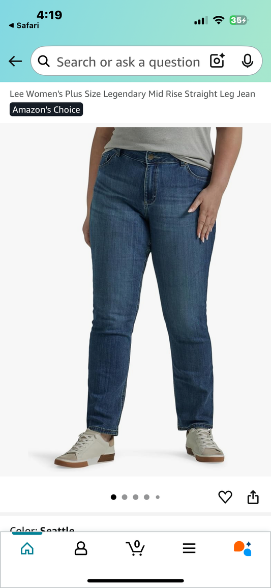 Lee Women's Plus Size Legendary Mid Rise Straight Leg Jeans Size 24 Petite