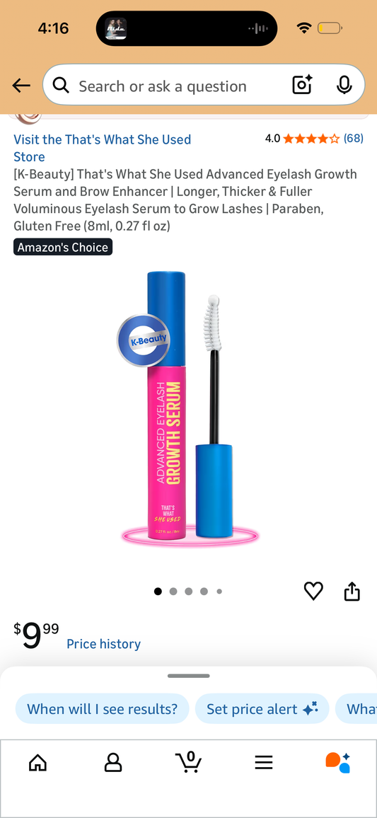 [K-Beauty] That's What She Used Advanced Eyelash Growth Serum and Brow Enhancer | Longer, Thicker & Fuller Voluminous Eyelash Serum to Grow Lashes | Paraben, Gluten Free (8ml, 0.27 fl oz)