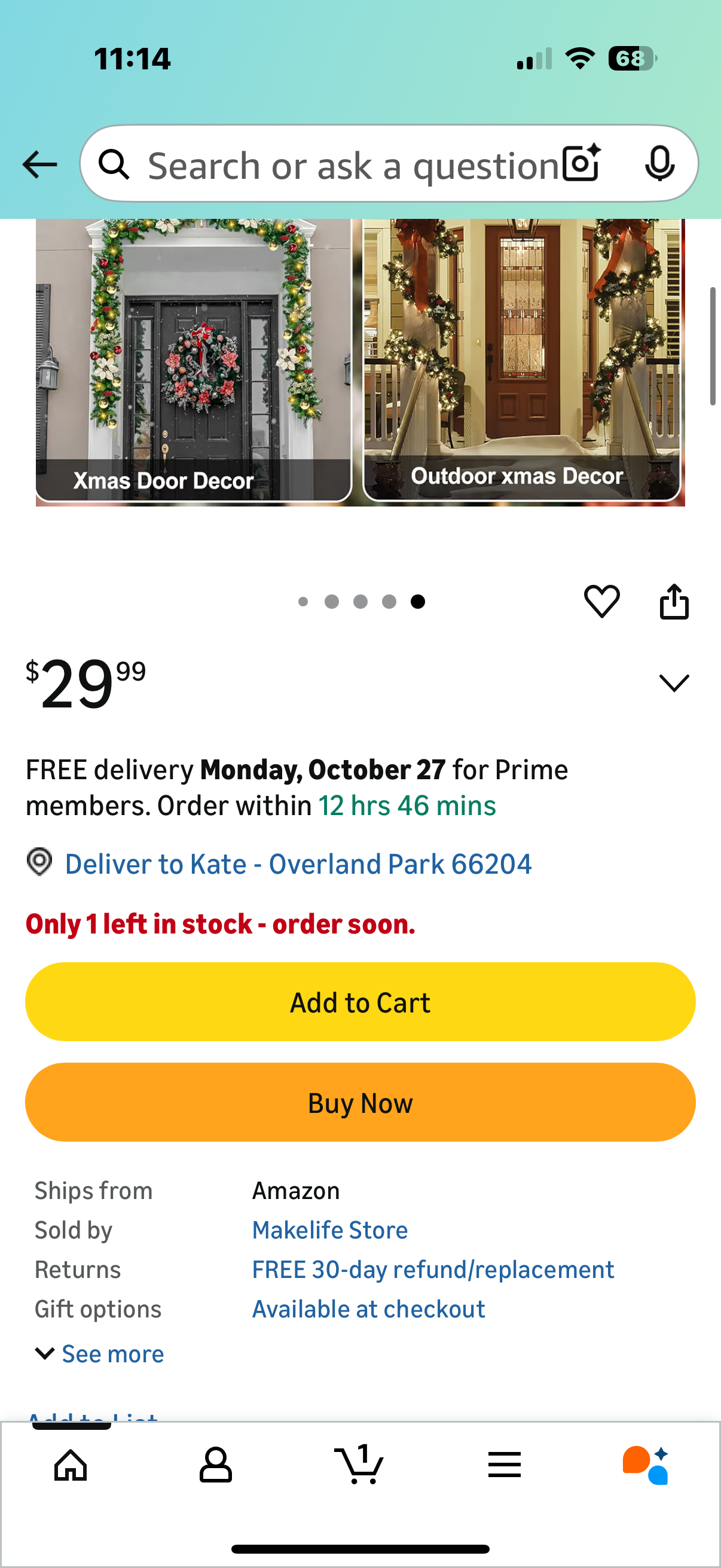 JUNEBRUSHS 9 FT Christmas Garland with Lights, Garland Decorations with 50 LED Lights Battery Operated Pre-lit Artificial Green Rattan with Flower Balls Christmas Garland Wreath Decor Indoor Outdoor