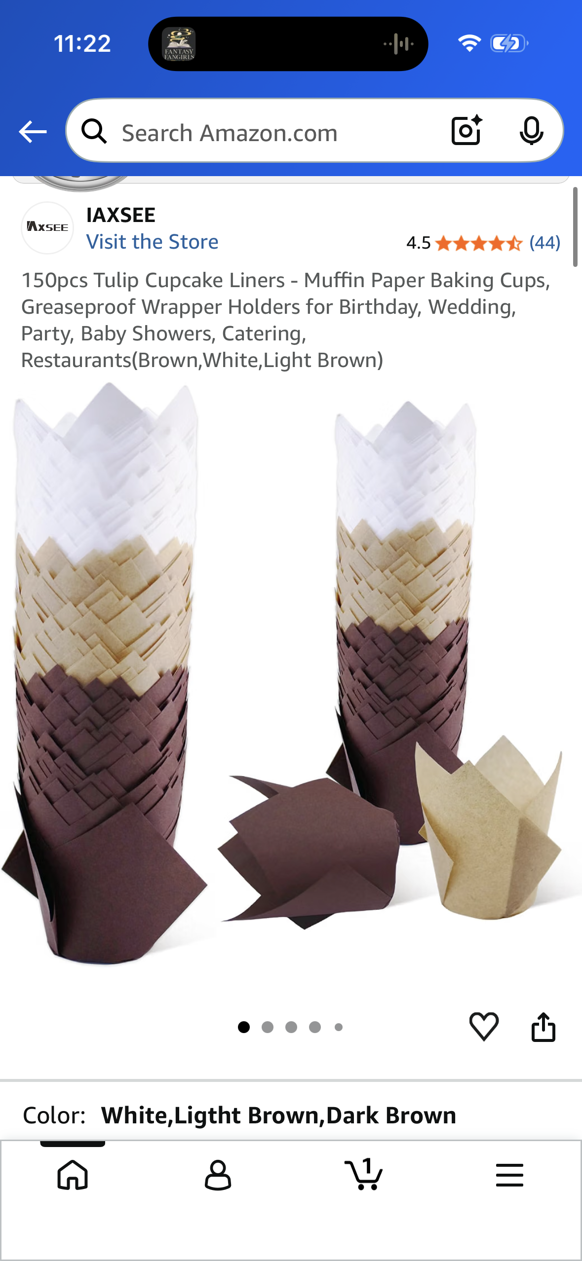 Wpxmer 150 Pieces Tulip Baking Paper Cups Cupcake Muffin Liners Baking Cup Holder for Party, Weddings Brown Natural and White Color