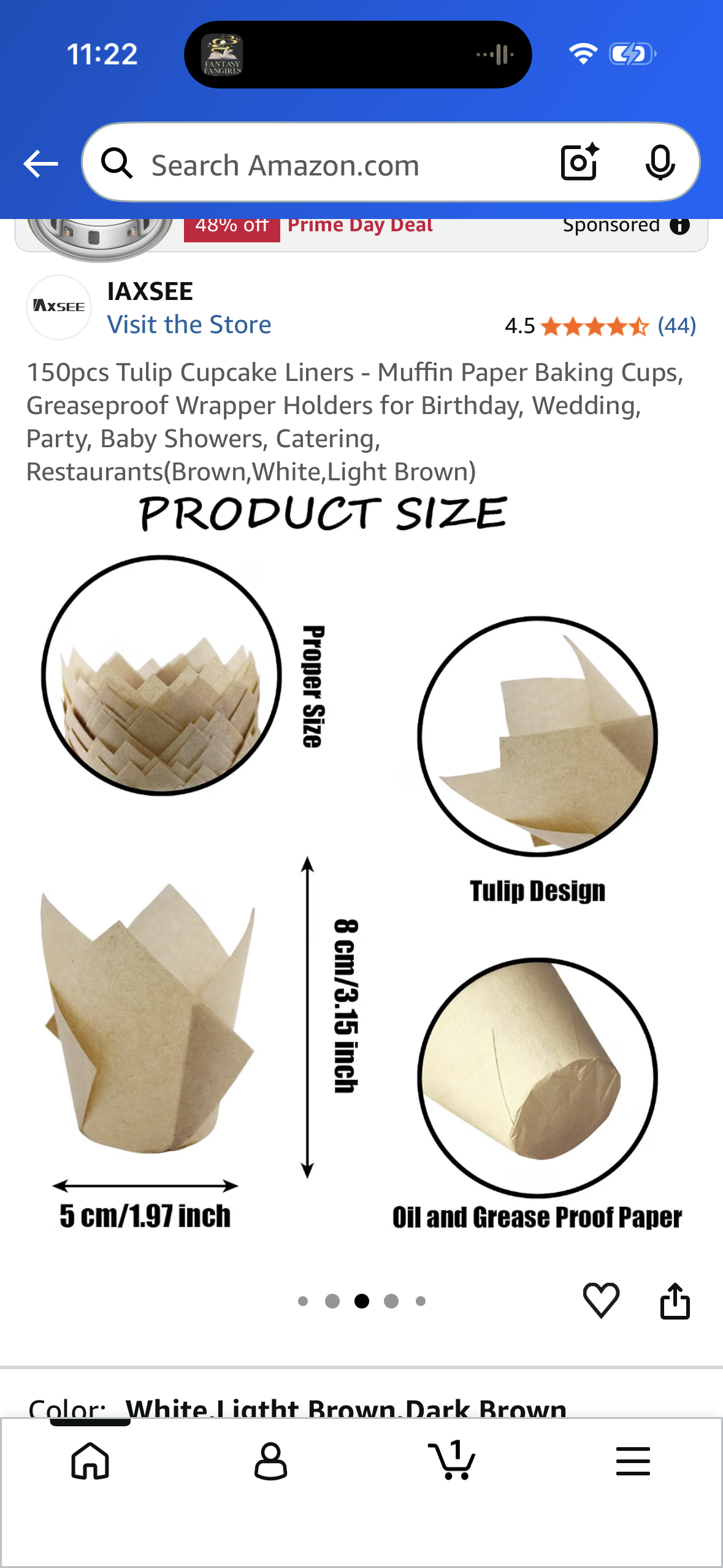 Wpxmer 150 Pieces Tulip Baking Paper Cups Cupcake Muffin Liners Baking Cup Holder for Party, Weddings Brown Natural and White Color