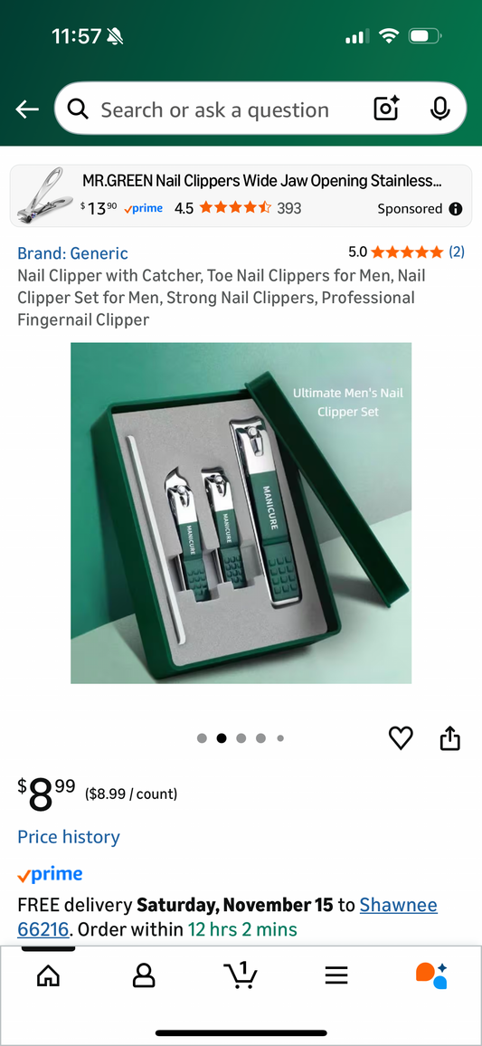 Nail Clipper with Catcher, Toe Nail Clippers for Men, Nail Clipper Set for Men, Strong Nail Clippers, Professional Fingernail Clipper ok