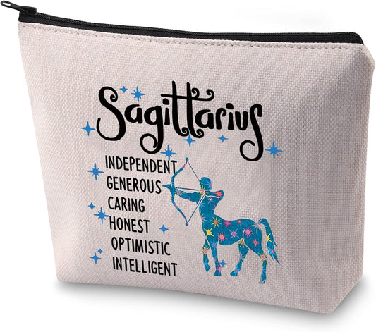 BLUPARK Zodiac Sign Cosmetic Bag Horoscope Makeup Bag 12 Constellation Birthday Gift for Astrology Lover (Sagittarius)