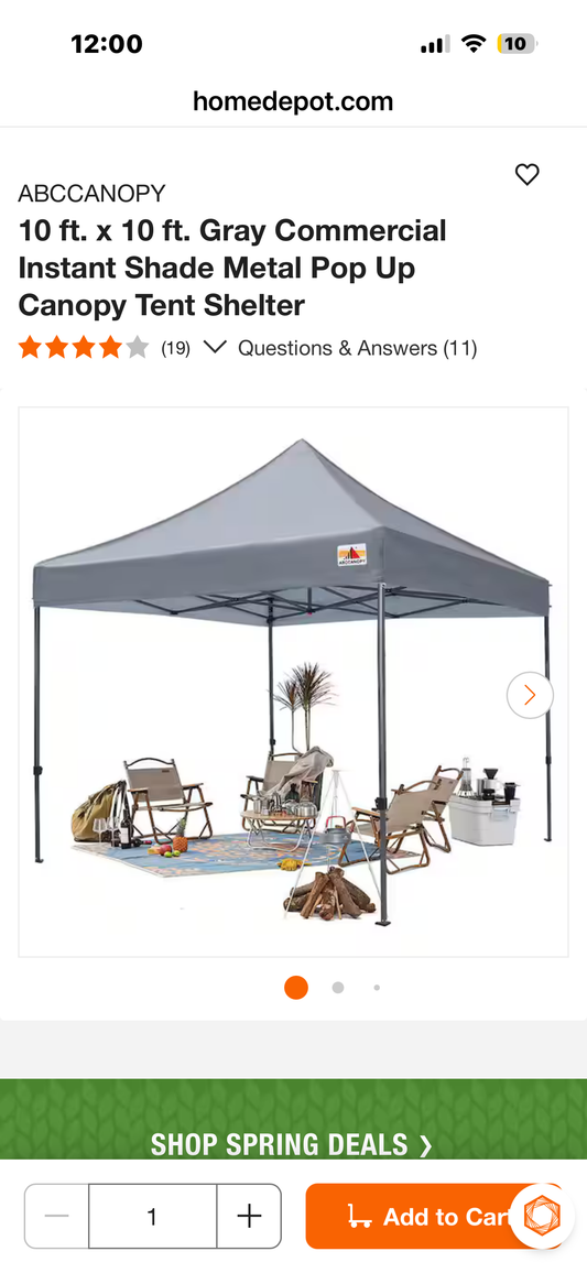 ABCCANOPY Patio Pop Up Canopy Tent 10x10 Commercial-Series (Gray) (CP2)