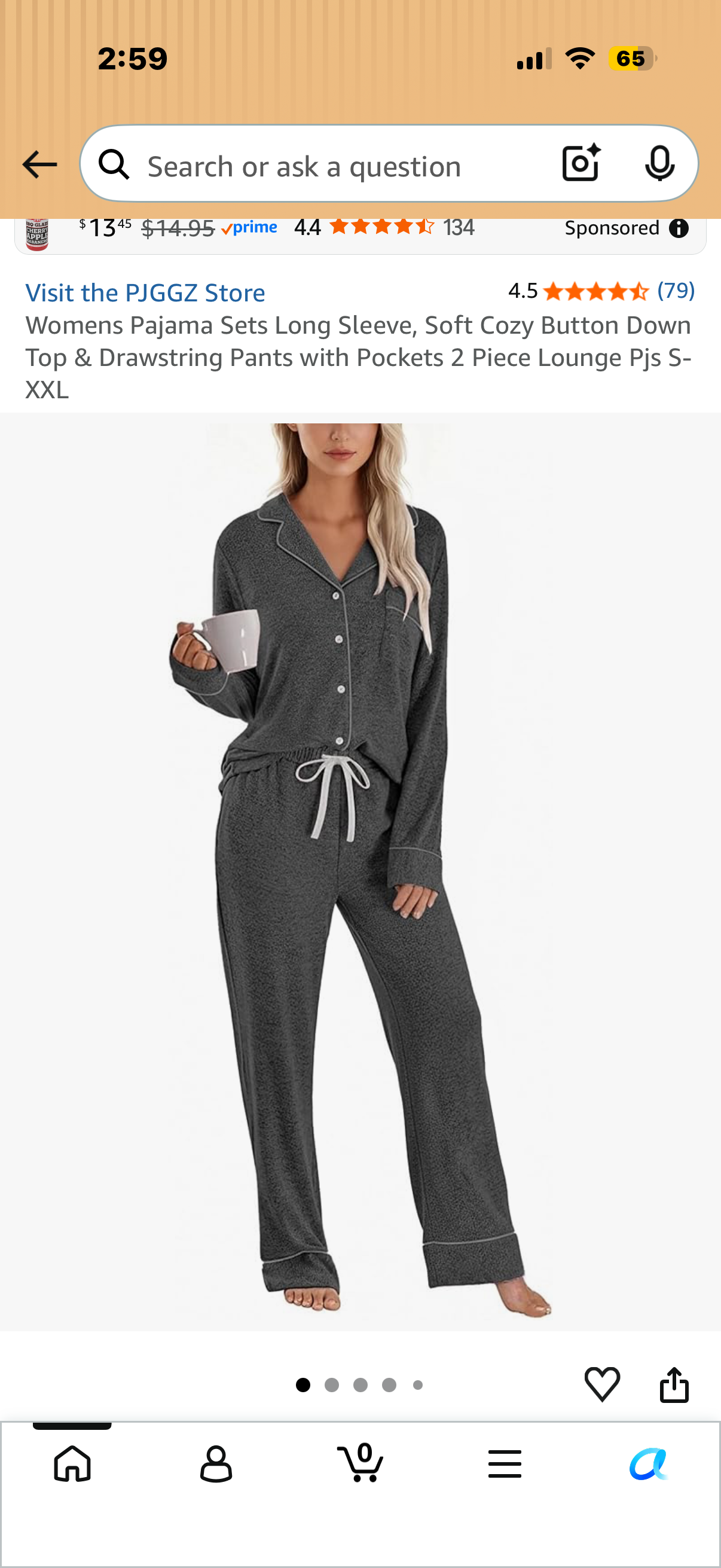 Womens Pajama Sets Long Sleeve, Soft Cozy Button Down Top & Drawstring Pants with Pockets 2 Piece Lounge (size Small)