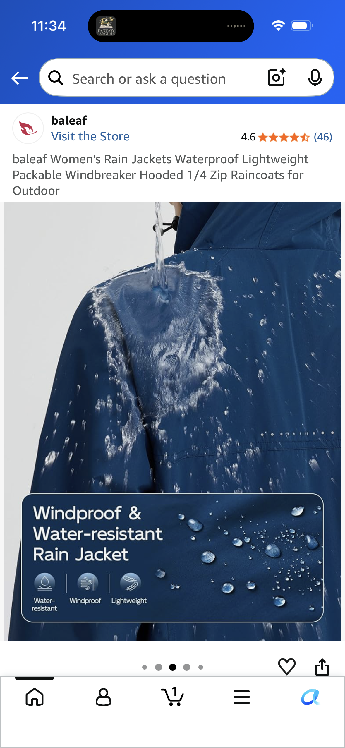 baleaf Women's Rain Jackets Waterproof Lightweight Packable Windbreaker Hooded 1/4 Zip Raincoats for Outdoor (Size Medium)