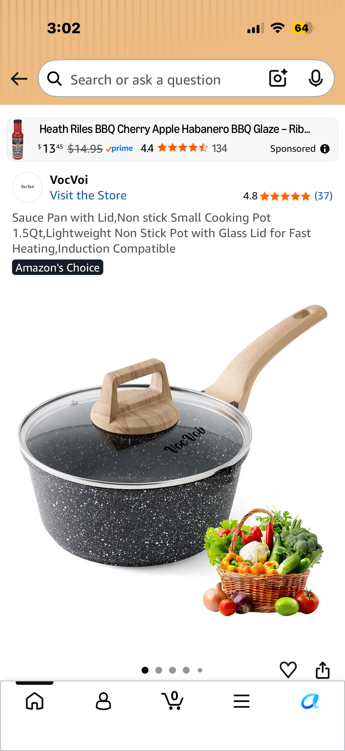Sauce Pan with Lid,Non stick Small Cooking Pot 1.5Qt,Lightweight Non Stick Pot with Glass Lid for Fast Heating,Induction Compatible