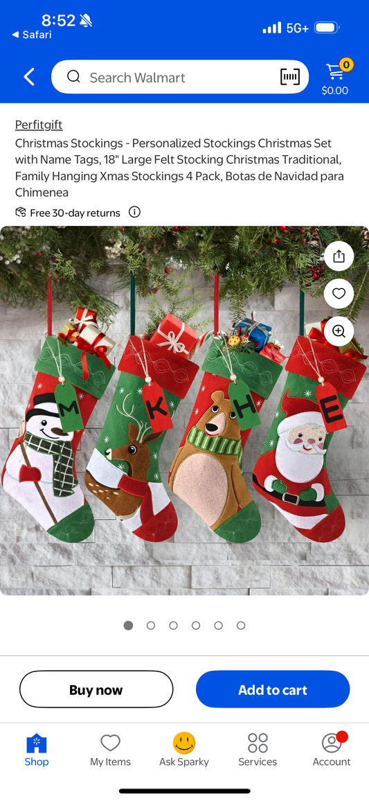 Christmas Stockings - Personalized Stockings Christmas Set with Name Tags, 18" Large Felt Stocking Christmas Traditional, Family Hanging Xmas Stockings 4 Pack, Botas de Navidad para Chimenea