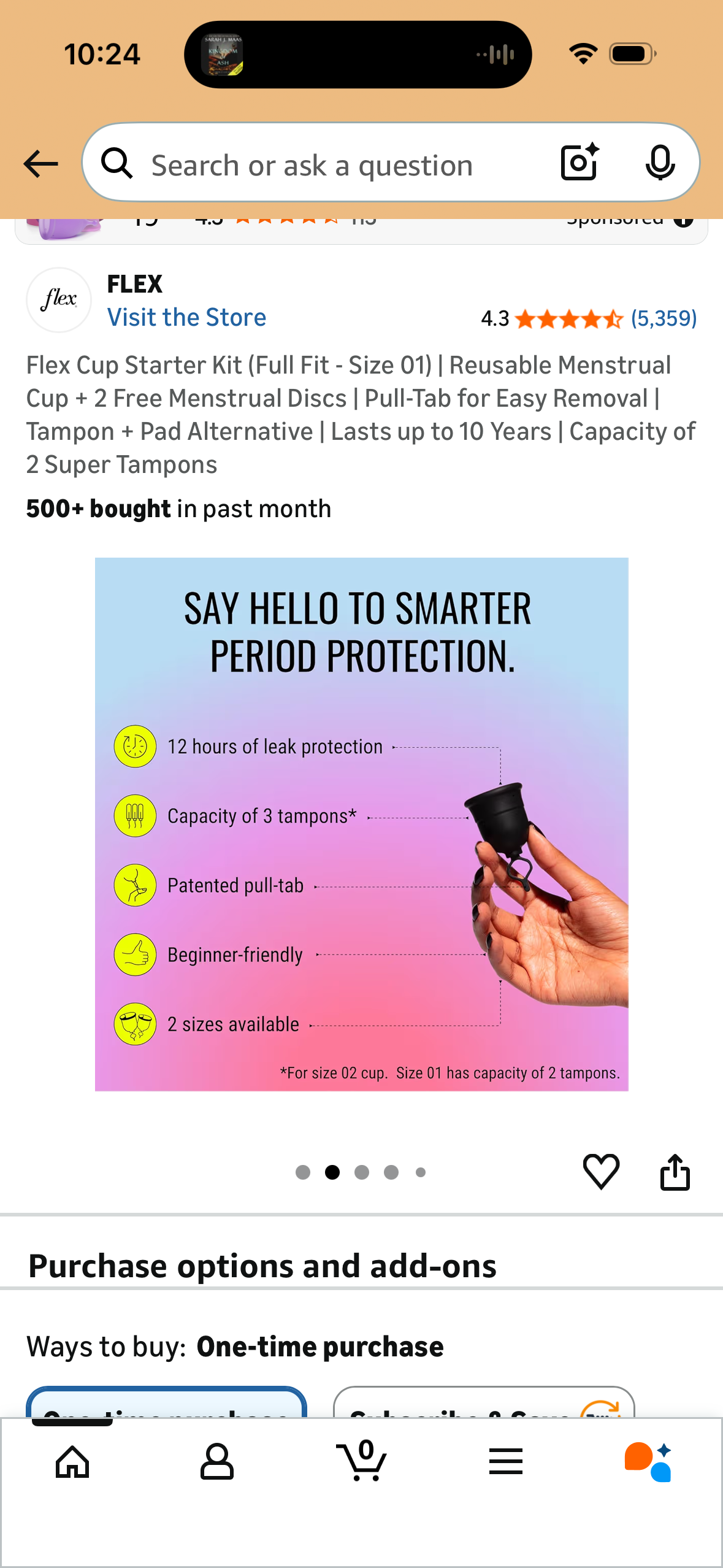 Flex Cup Starter Kit (Full Fit - Size 01) | Reusable Menstrual Cup + 2 Free Menstrual Discs | Pull-Tab for Easy Removal | Tampon + Pad Alternative | Lasts up to 10 Years | Capacity of 2 Super Tampons