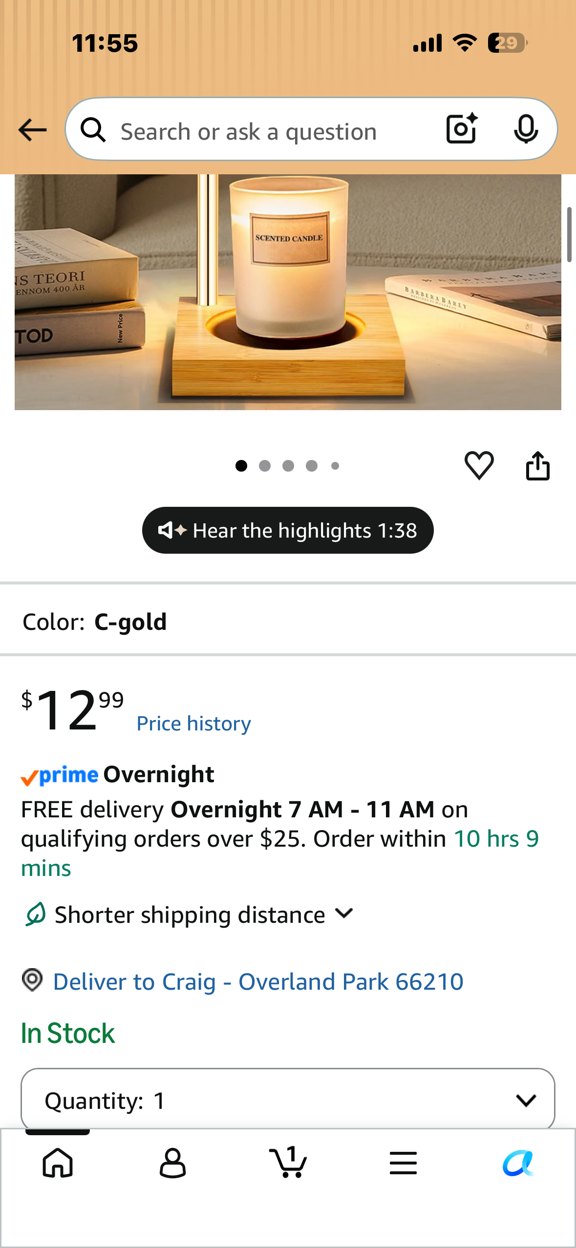 Candle Warmer Lamp with Timer, Height Adjustable, Dimmable Wax Melter Warmer for Jar Candles, House Warming, Home Decor