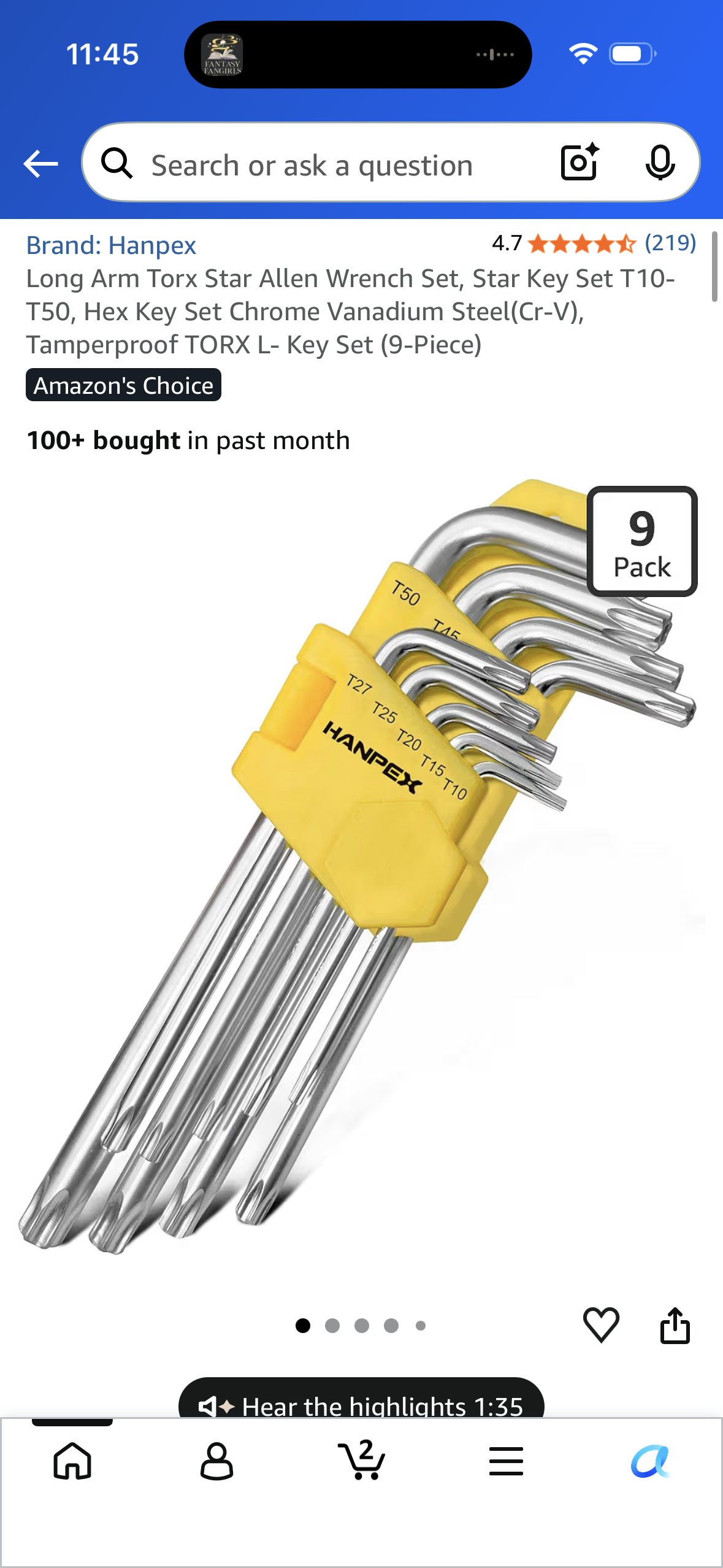 Long Arm Torx Star Allen Wrench Set, Star Key Set T10-T50, Hex Key Set Chrome Vanadium Steel(Cr-V), Tamperproof TORX L- Key Set (9-Piece)