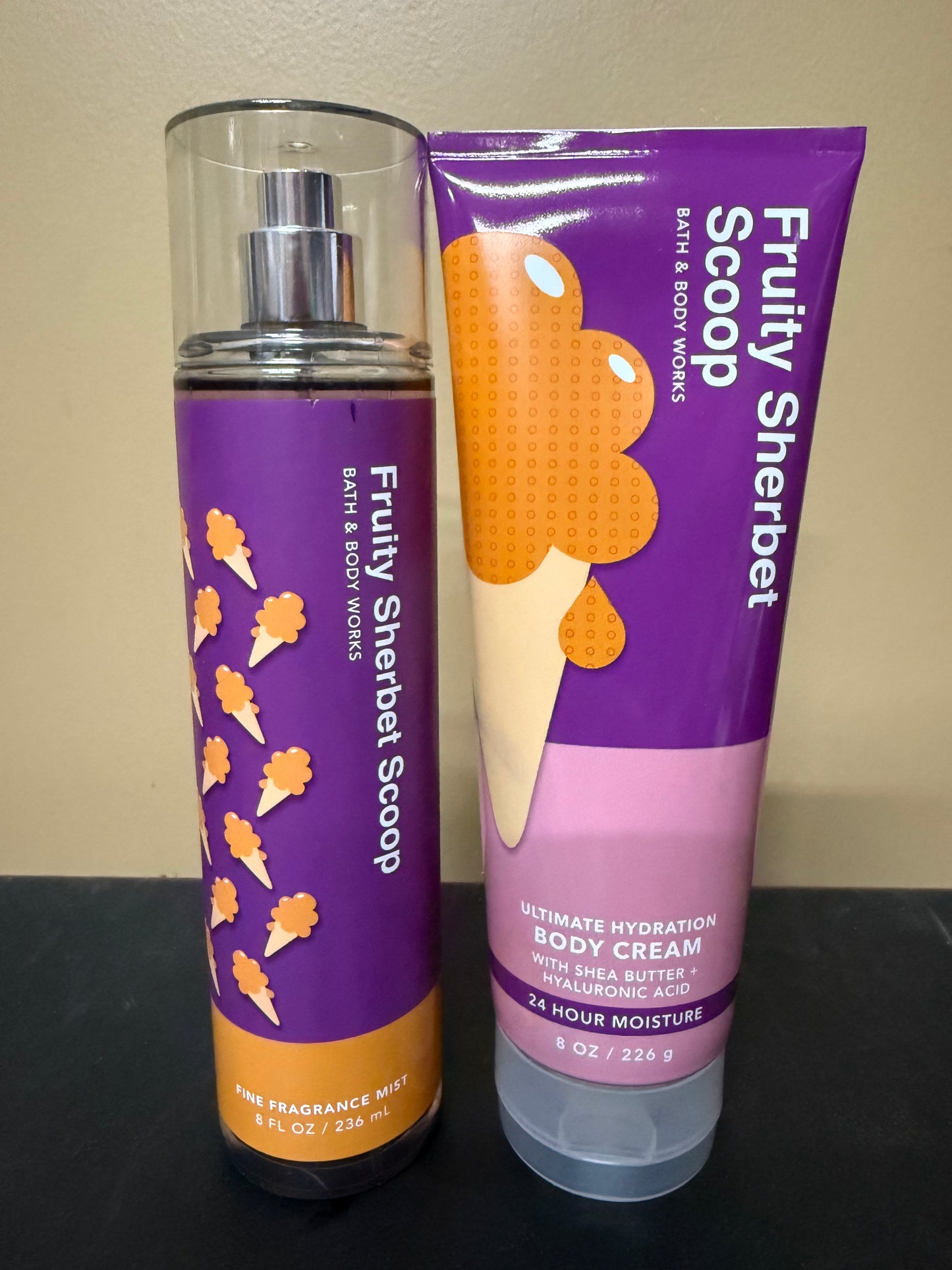 Set of 2 Bath and Body Works Fruity Sherbet Scoop and Fine Fragrance Mist