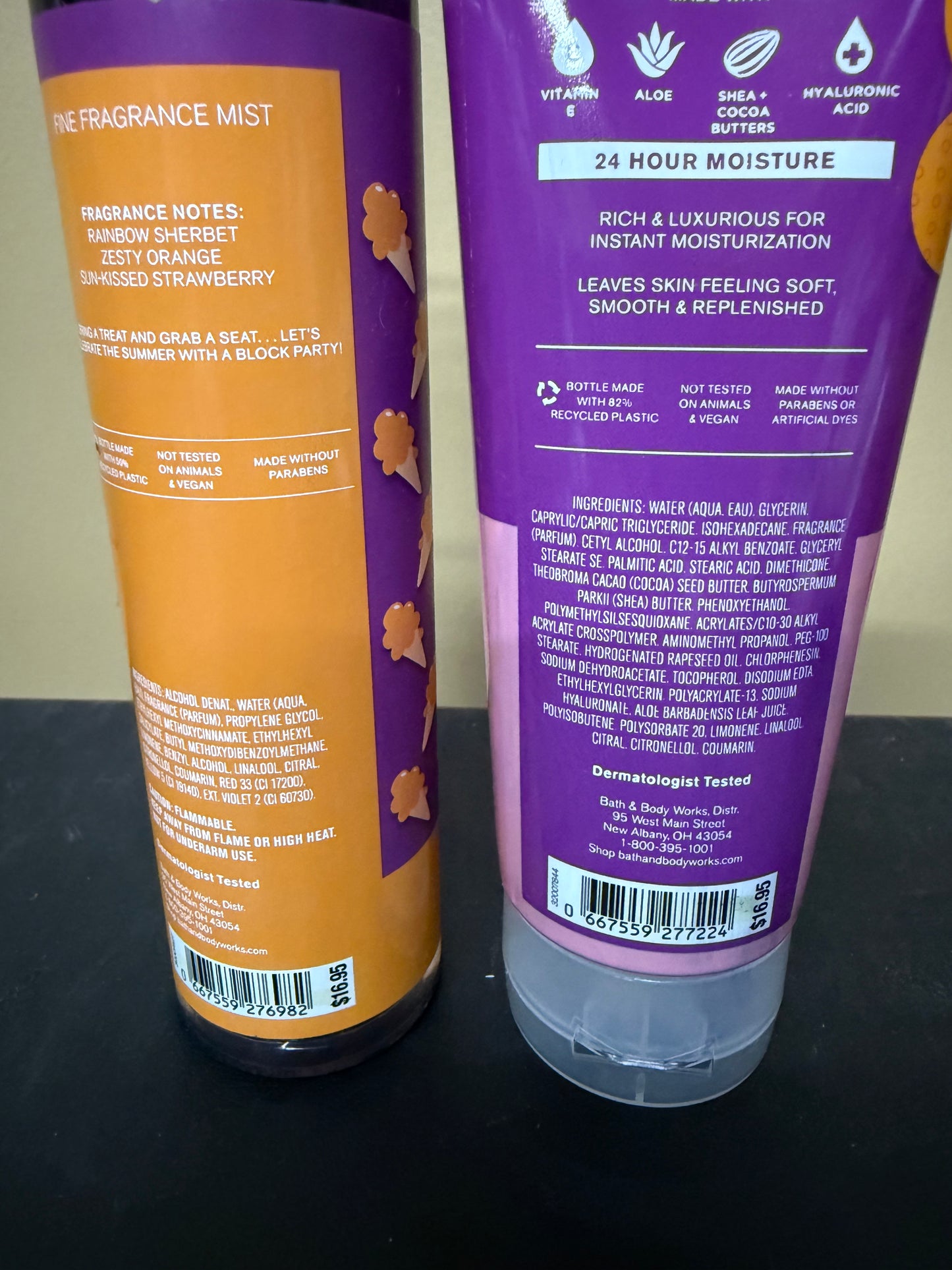 Set of 2 Bath and Body Works Fruity Sherbet Scoop and Fine Fragrance Mist