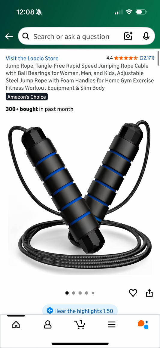 Jump Rope, Tangle-Free Rapid Speed Jumping Rope Cable with Ball Bearings for Women, Men, and Kids, Adjustable Steel Jump Rope with Foam Handles for Home Gym Exercise Fitness Workout Equipment & Slim Body