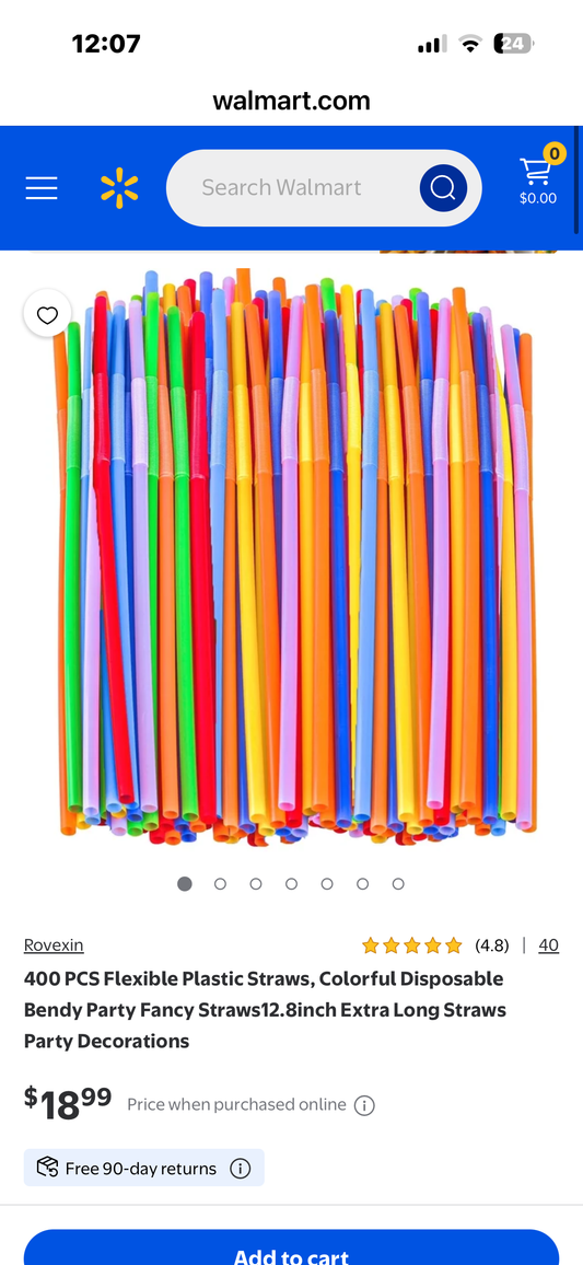 400 PCS Flexible Plastic Straws, Colorful Disposable Bendy Party Fancy Straws