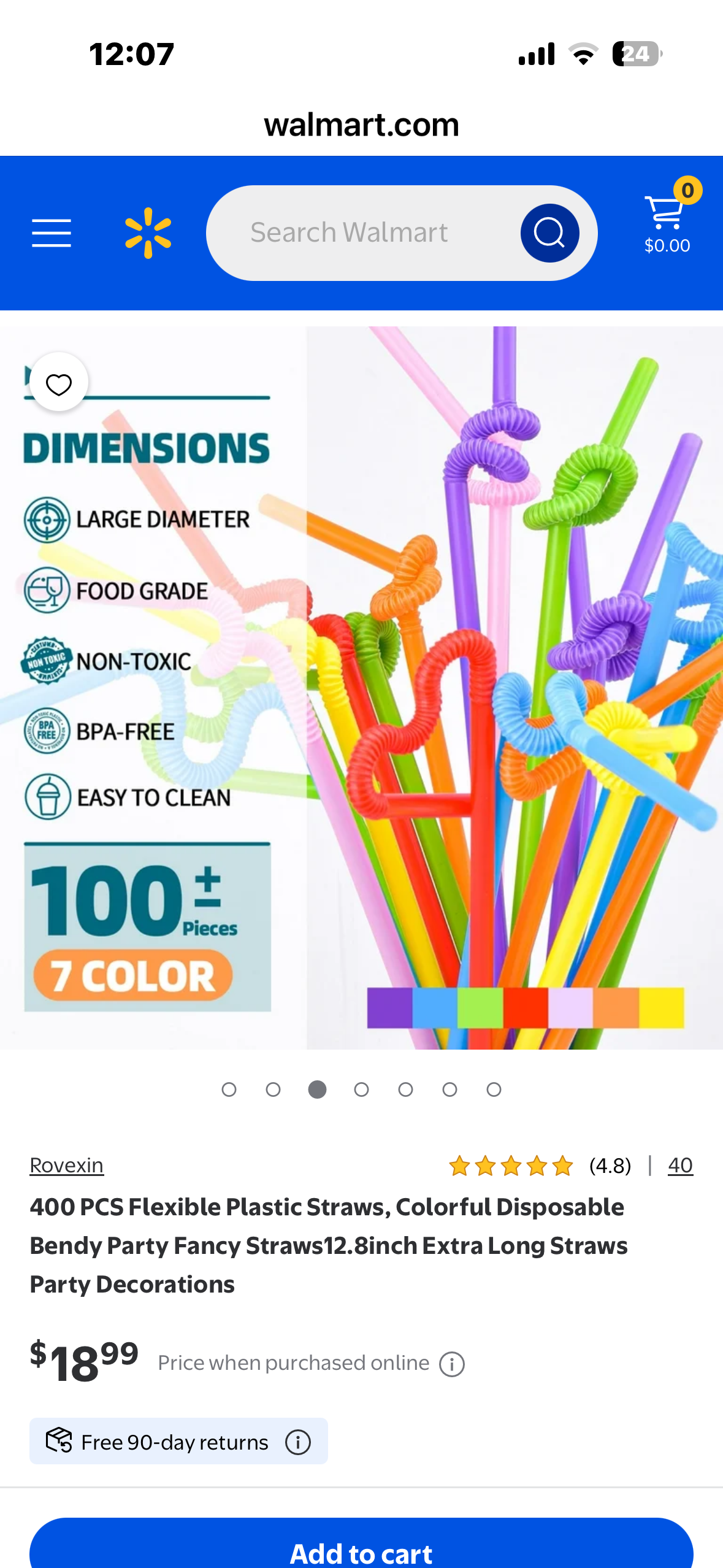 400 PCS Flexible Plastic Straws, Colorful Disposable Bendy Party Fancy Straws