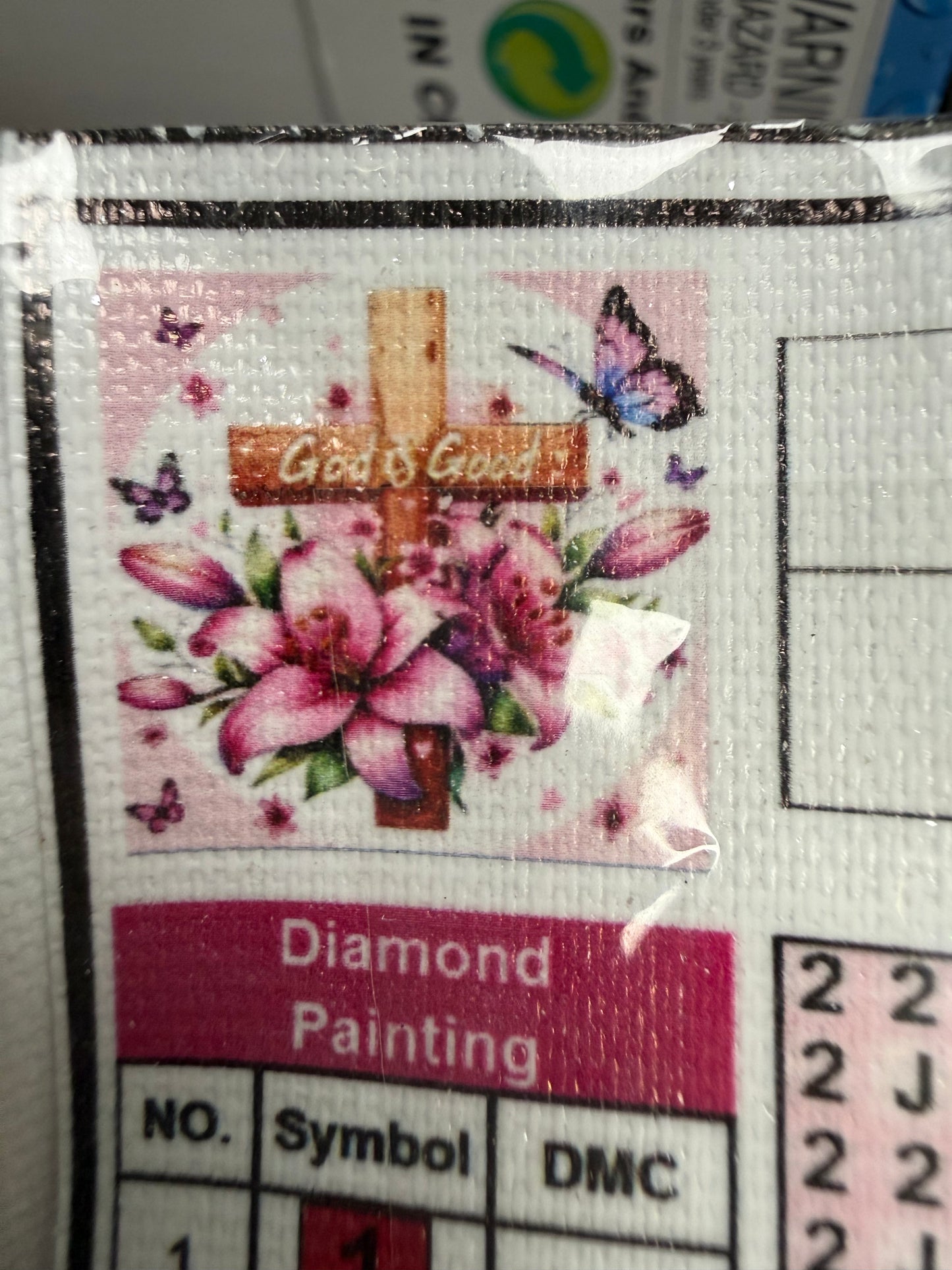Cross Diamond Art Kits for Adults,DIY 5D God is Good Diamond Painting Kits for Beginners,Round Full Drill Lily Flowers Butterfly Diamond Dots Picture Gem Art Craft for Home Wall Gifts 14x14 inch