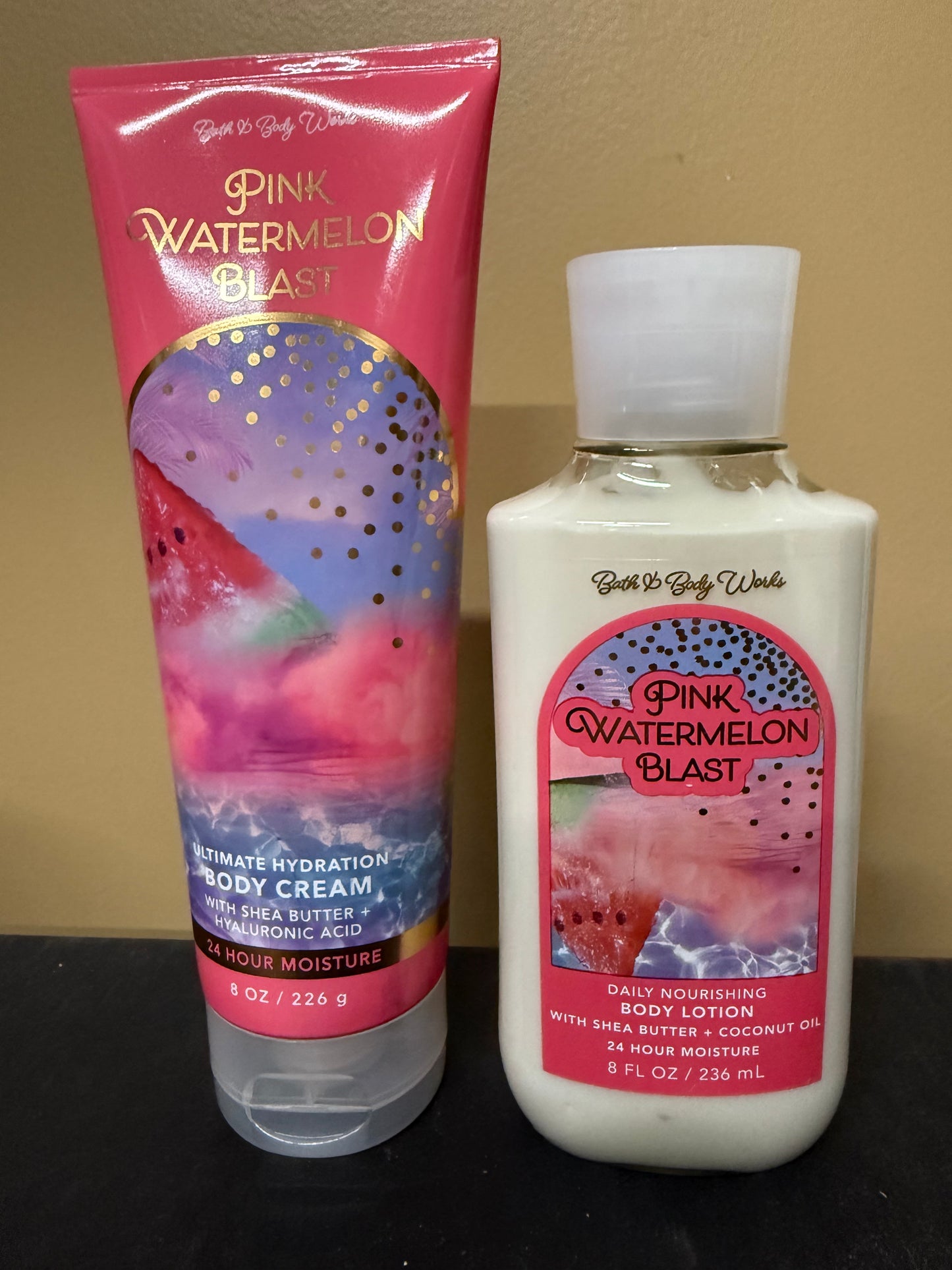 Bath & Body Works Set of Pink Watermelon Blast Body Cream and Body Lotion