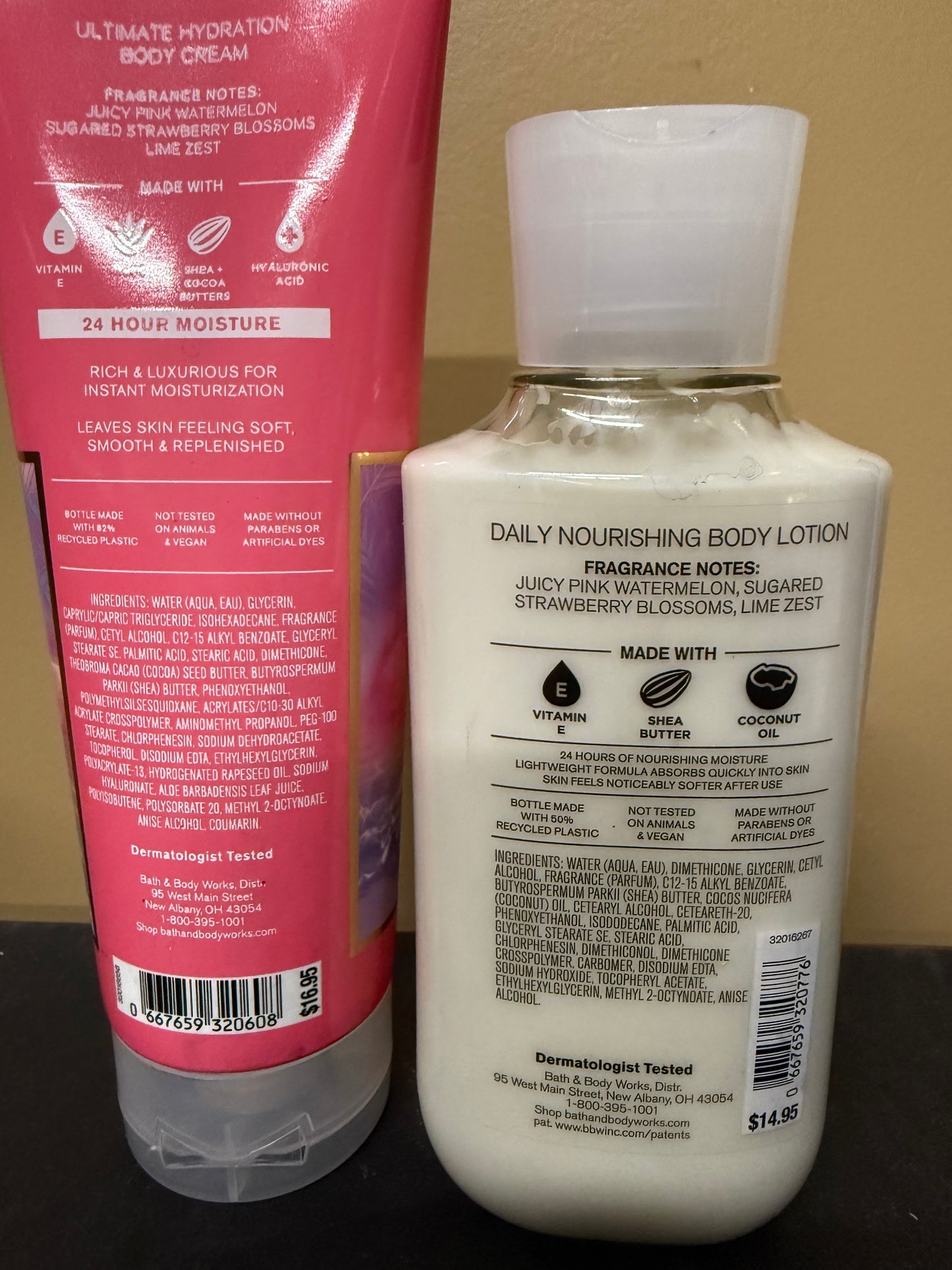 Bath & Body Works Set of Pink Watermelon Blast Body Cream and Body Lotion