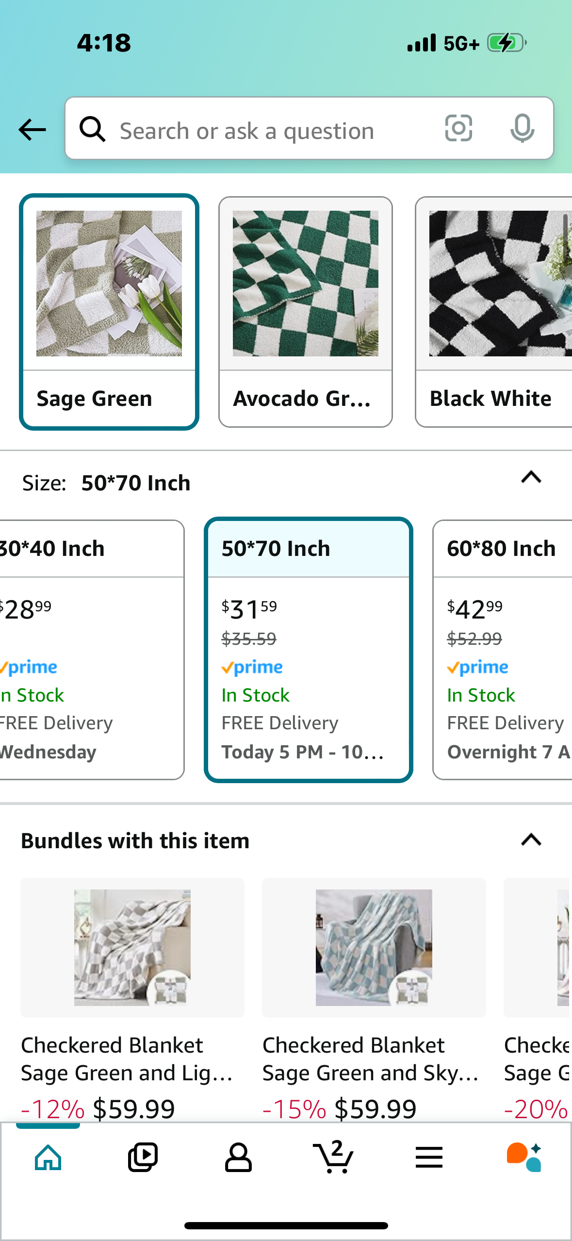 WRENSONGE Checkered Throw Blanket, Sage Green Microfiber Soft Cozy Fluffy Warm Hand Made Throw Blankets for Couch, Sofa, Chair, Bed, Camping, Picnic, Travel Lightweight Bed Blanket - 50"*70