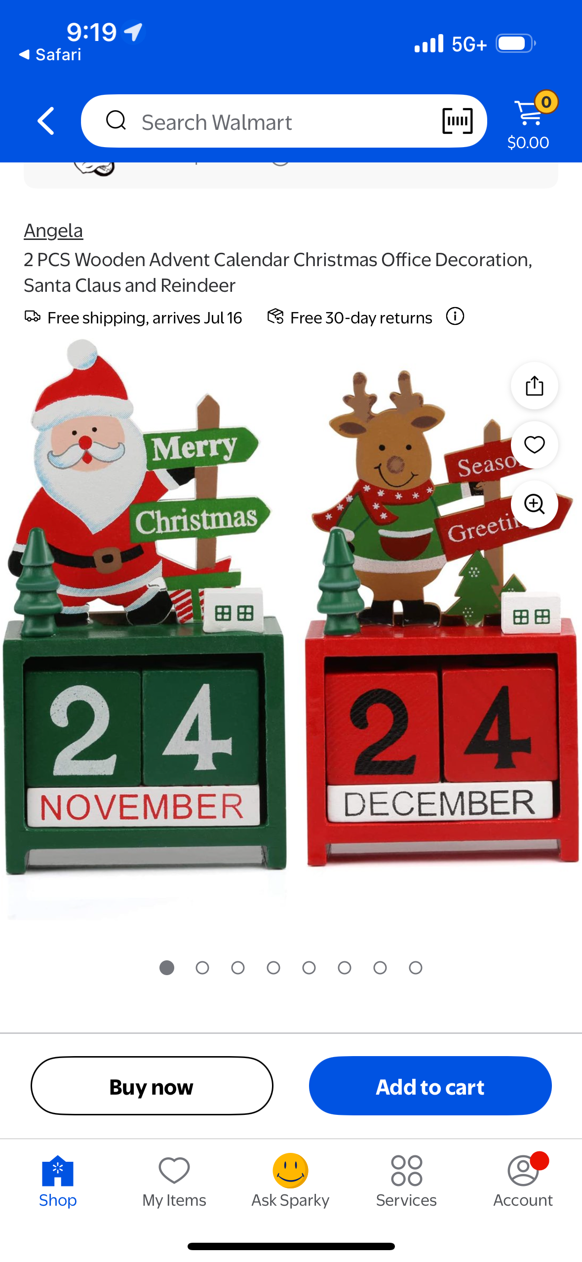2 PCS Wooden Advent Calendar Christmas Office Decoration, Santa Claus and Reindeer