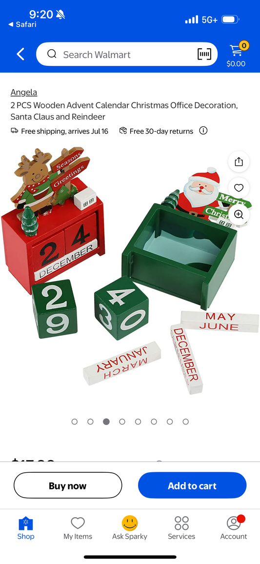 2 PCS Wooden Advent Calendar Christmas Office Decoration, Santa Claus and Reindeer