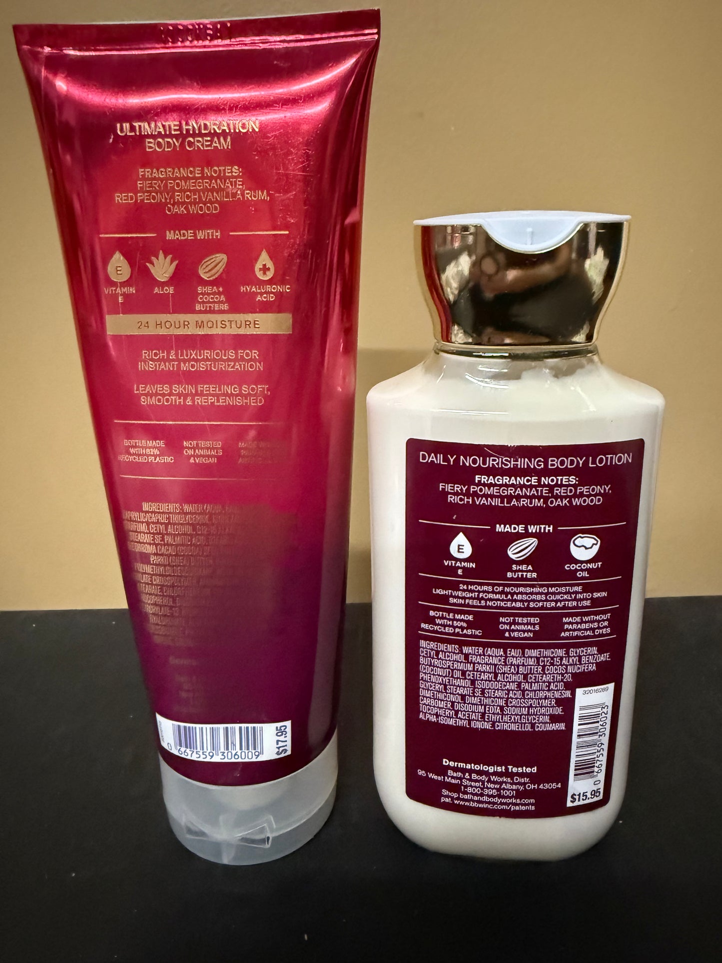Bath & Body Works Set of 2 Forever Red Body Lotion and Body Cream