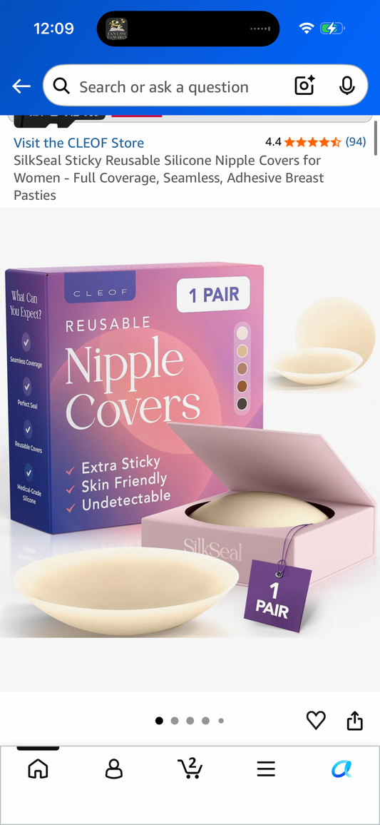 SilkSeal Sticky Reusable Silicone Nipple Covers for Women - Full Coverage, Seamless, Adhesive Breast Pasties (Size A-C Cup)