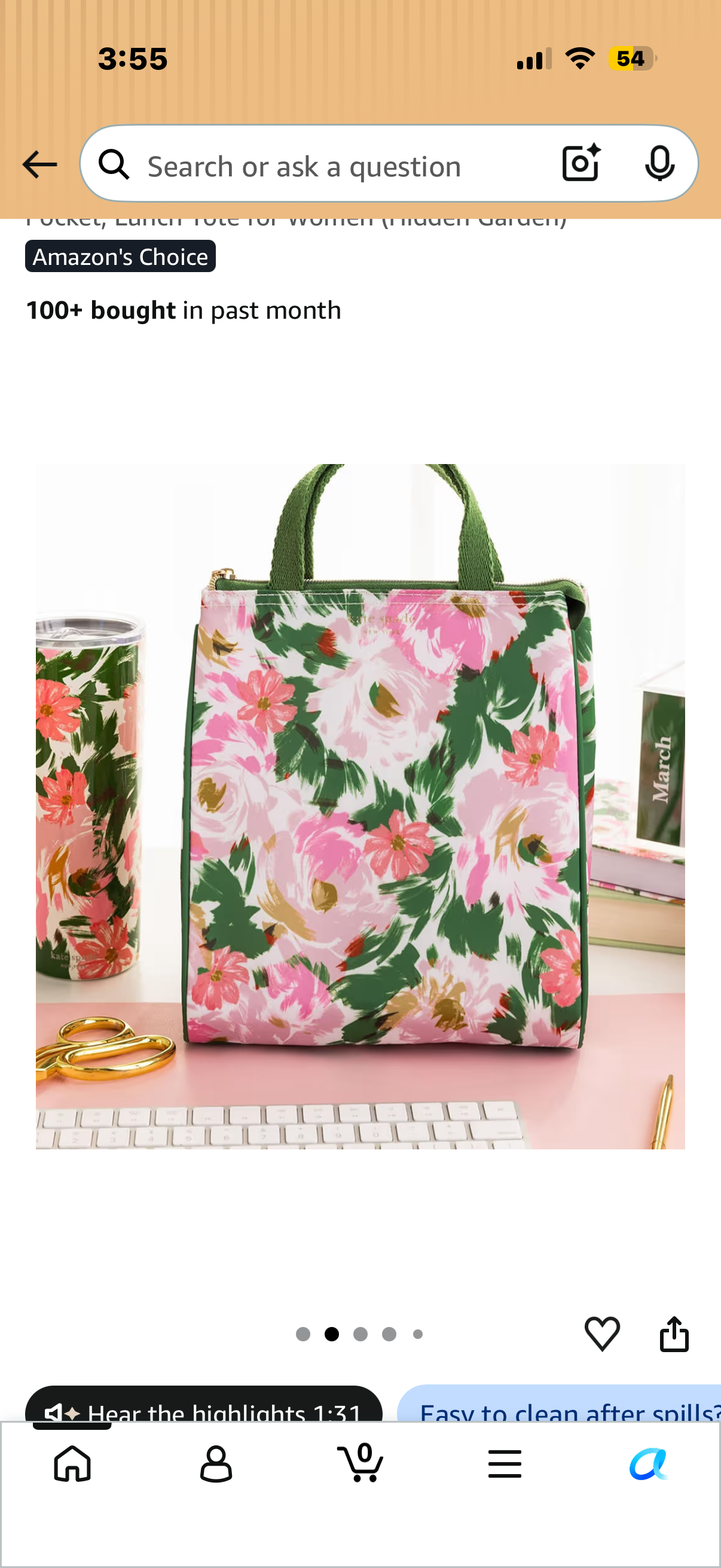 kate spade new york Portable Soft Cooler Lunch Bag, Thermal Tote with Insulated Interior Lining and Storage Pocket, Lunch Tote for Women (Hidden Garden