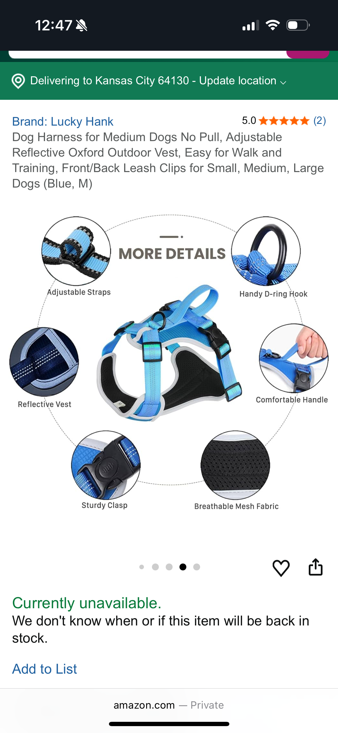 Lucky Hank No Pull Dog Harness and Leash Set, Adjustable, Washable, and Easy to Use Dog Vest Harness for Walking and Training, Medium Dogs (Size Medium)