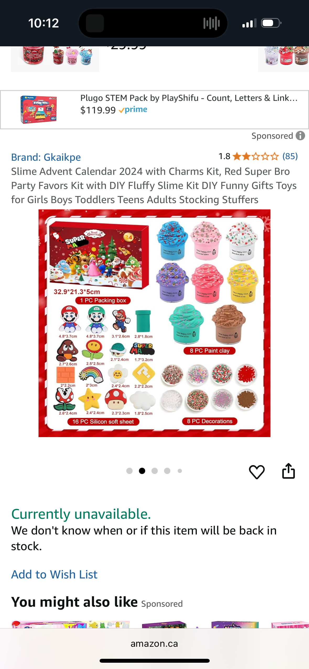 Mario Bros Advent Calendarwith Charms Kit, Red Super Bro Party Favors Kit with DIY Fluffy Slime Kit DIY Funny Gifts Toys for Girls Boys Toddlers Teens Adults Stocking Stuffers