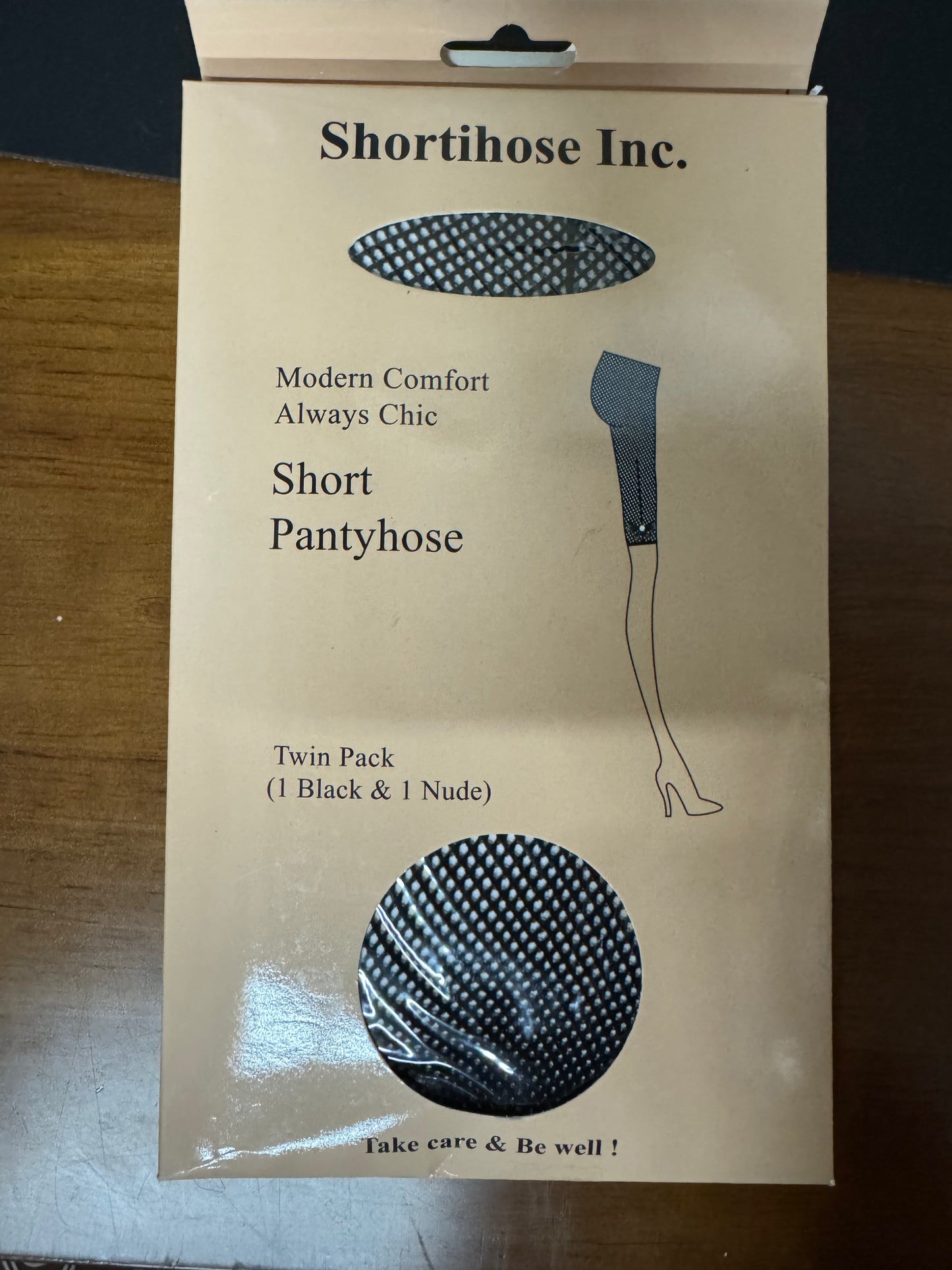 Short Pantyhose 2 pack, Black and Tan (Size Small)