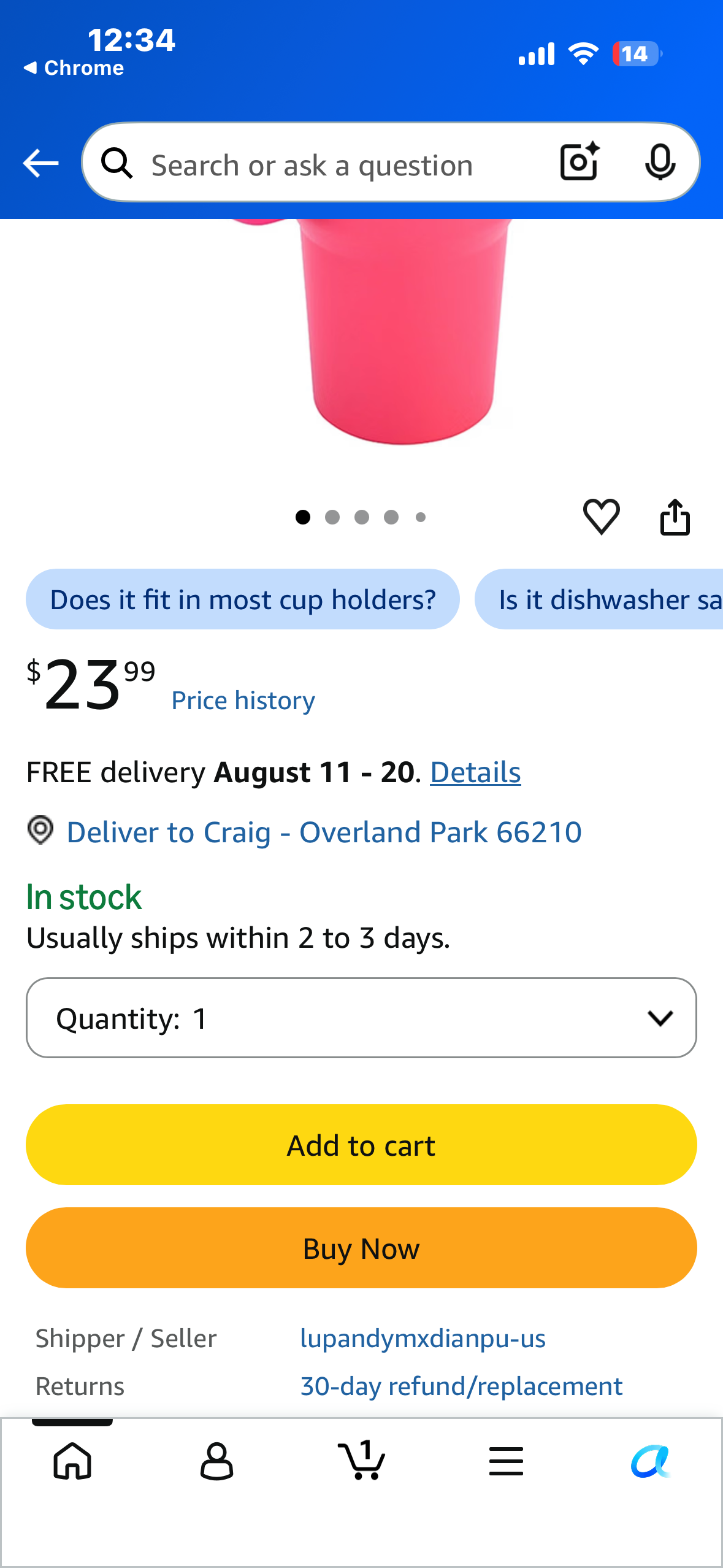 KLASY 40 oz Tumbler with Handle and Straw, Stainless Steel, Double Wall Vacuum Insulated, Dust-Proof Cap, Cupholder friendly, Large Travel Mug for Water, Iced Tea or Coffee, Smoothie and More
