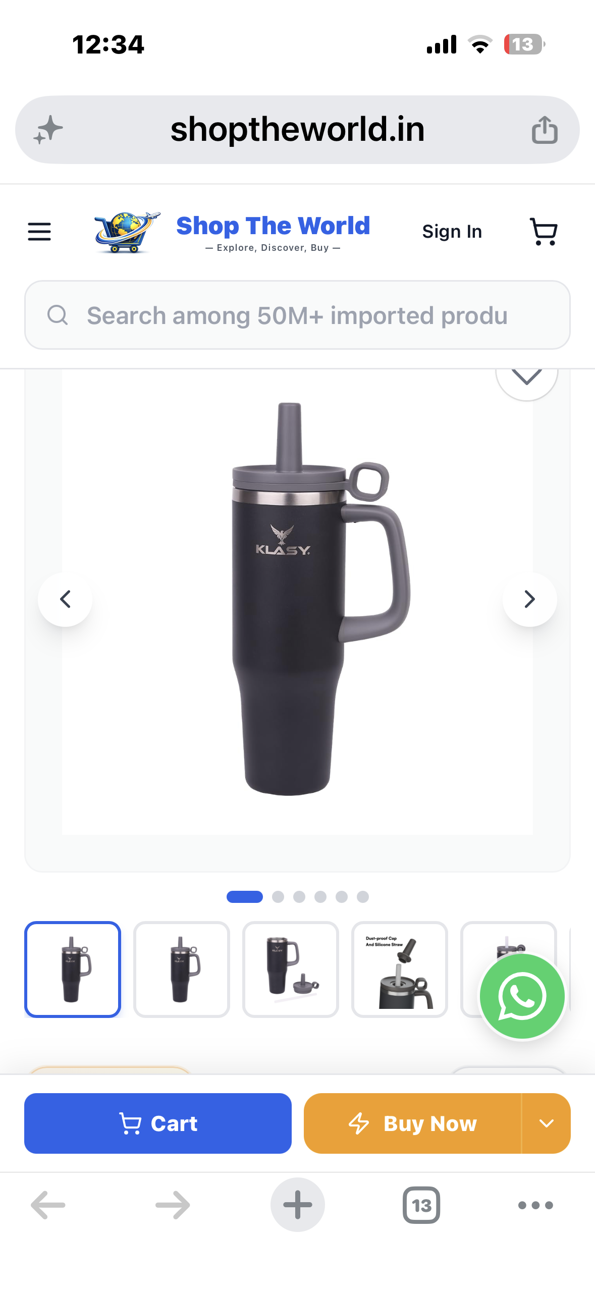KLASY 40 oz Tumbler with Handle and Straw, Stainless Steel, Double Wall Vacuum Insulated, Dust-Proof Cap, Cupholder friendly, Large Travel Mug for Water, Iced Tea or Coffee, Smoothie and More