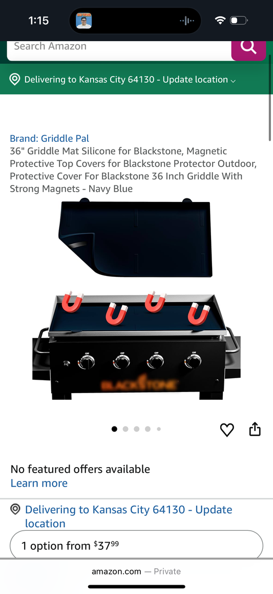 36" Griddle Mat Silicone for Blackstone, Magnetic Protective Top Covers for Blackstone Protector Outdoor, Protective Cover For Blackstone 36 Inch Griddle With Strong Magnets - Navy Blue