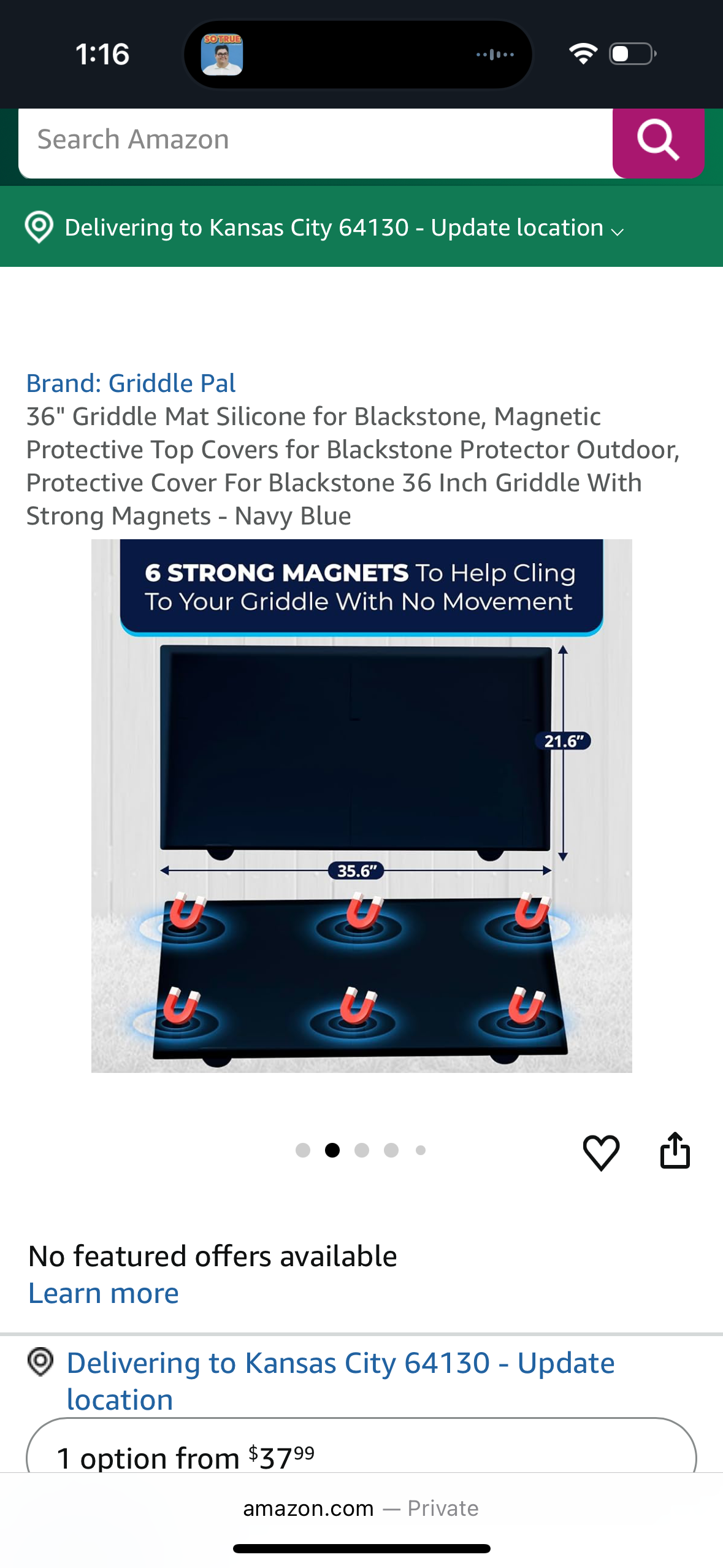 36" Griddle Mat Silicone for Blackstone, Magnetic Protective Top Covers for Blackstone Protector Outdoor, Protective Cover For Blackstone 36 Inch Griddle With Strong Magnets - Navy Blue