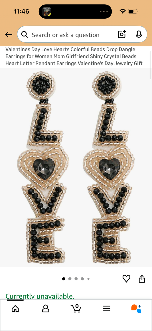 Valentines Day Love Hearts Colorful Beads Drop Dangle Earrings for Women Mom Girlfriend Shiny Crystal Beads Heart Letter Pendant Earrings Valentine's Day Jewelry Gift