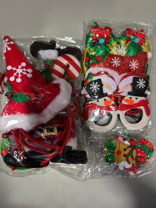 Christmas Headband, Santa Hat Headband, christmas Headwear 15PCS