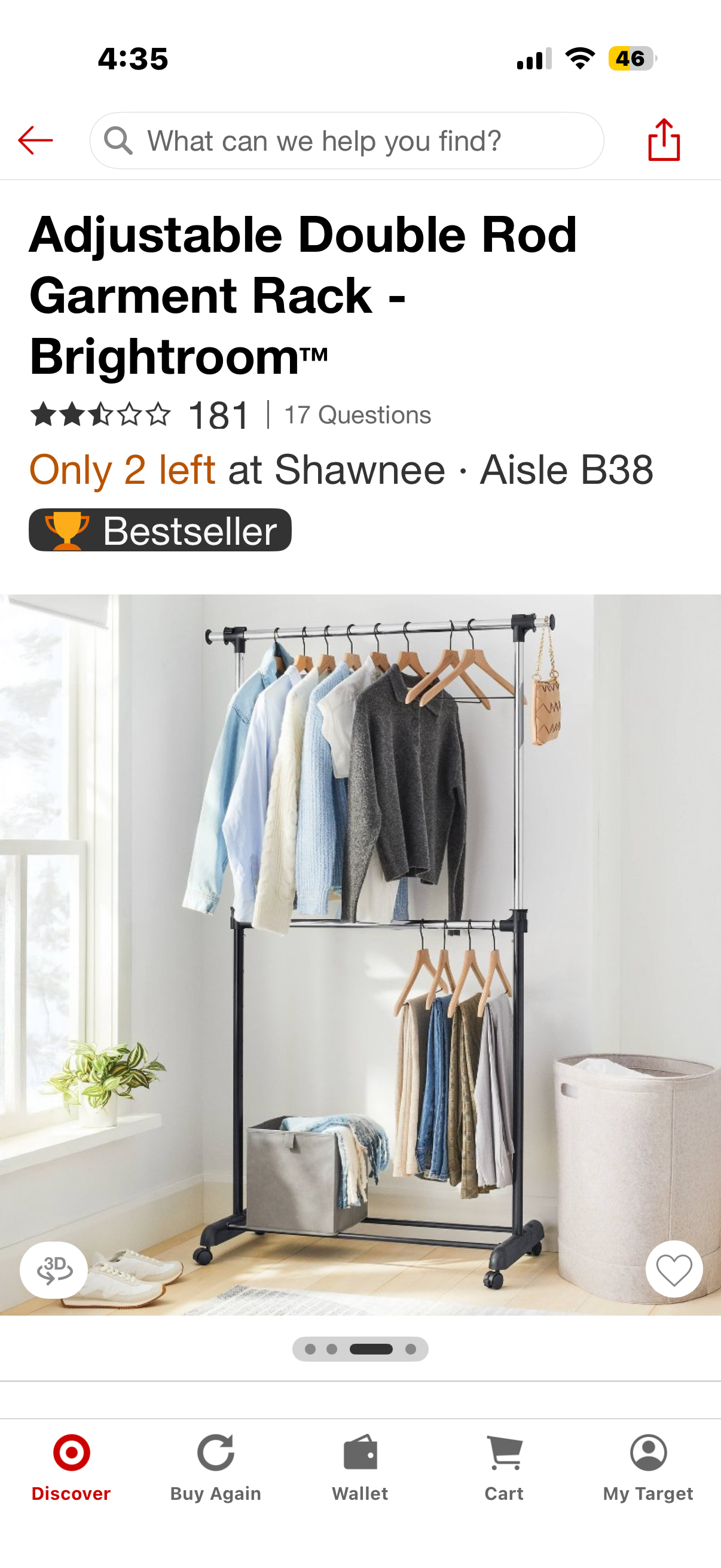 Adjustable Double Rod Garment Rack - Brightroom™