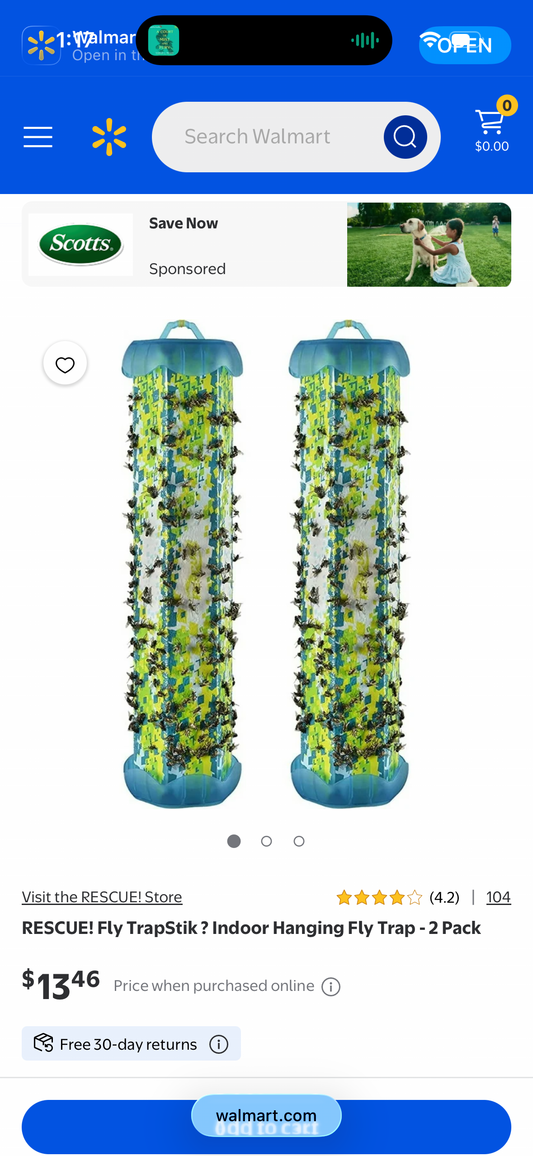 RESCUE! Fly TrapStik ? Indoor Hanging Fly Trap - 2 Pack
