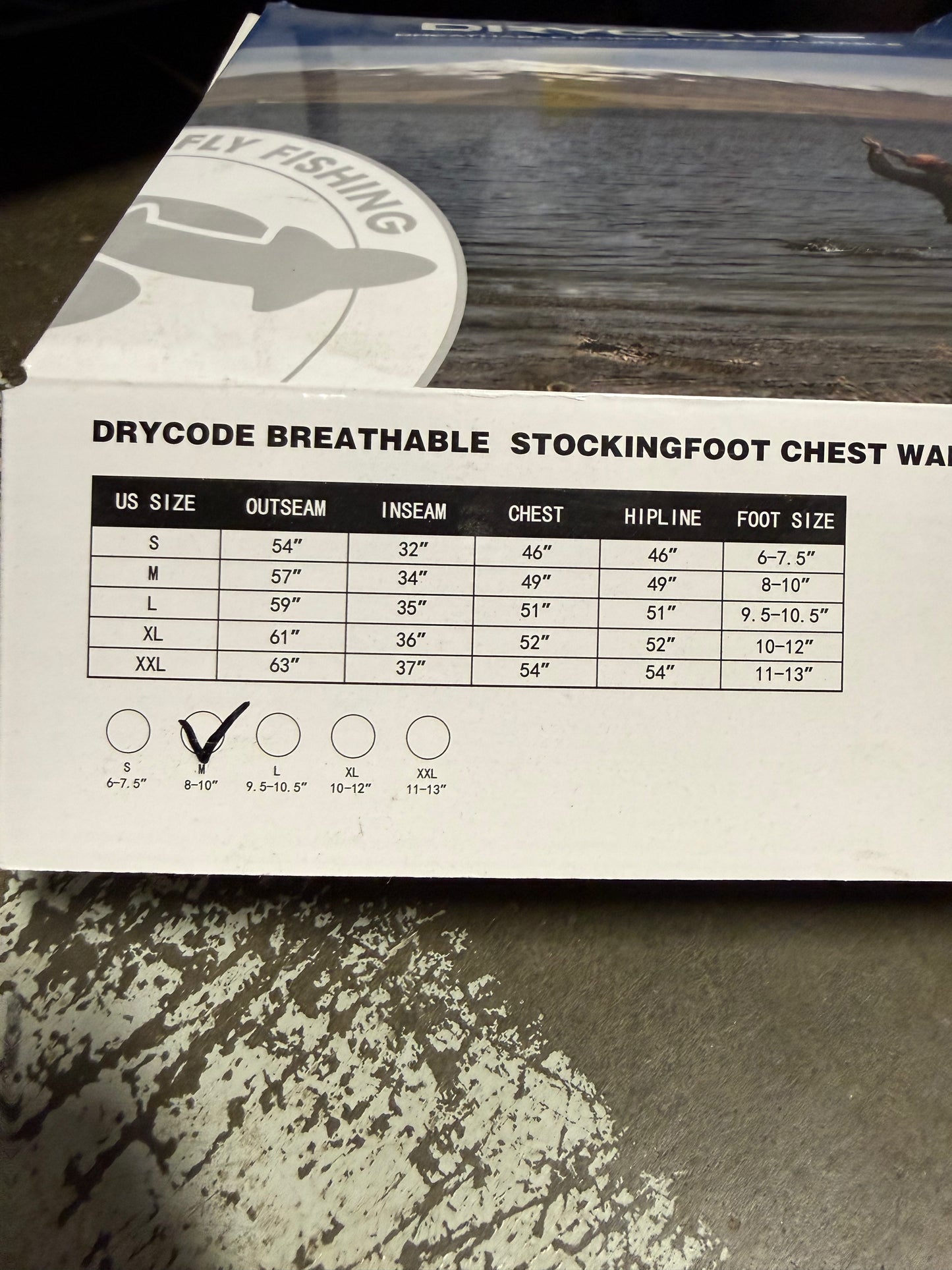 Drycode Fishing Waders Size Medium, 8-10" foot Size