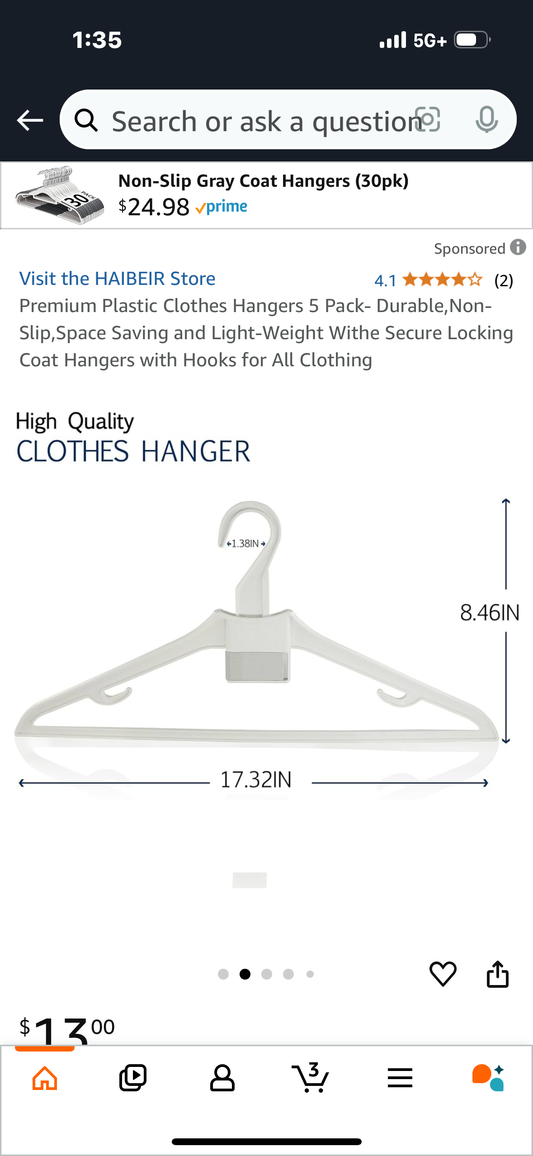 Premium Plastic Clothes Hangers 5 Pack- Durable,Non-Slip,Space Saving and Light-Weight Withe Secure Locking Coat Hangers with Hooks for All Clothing